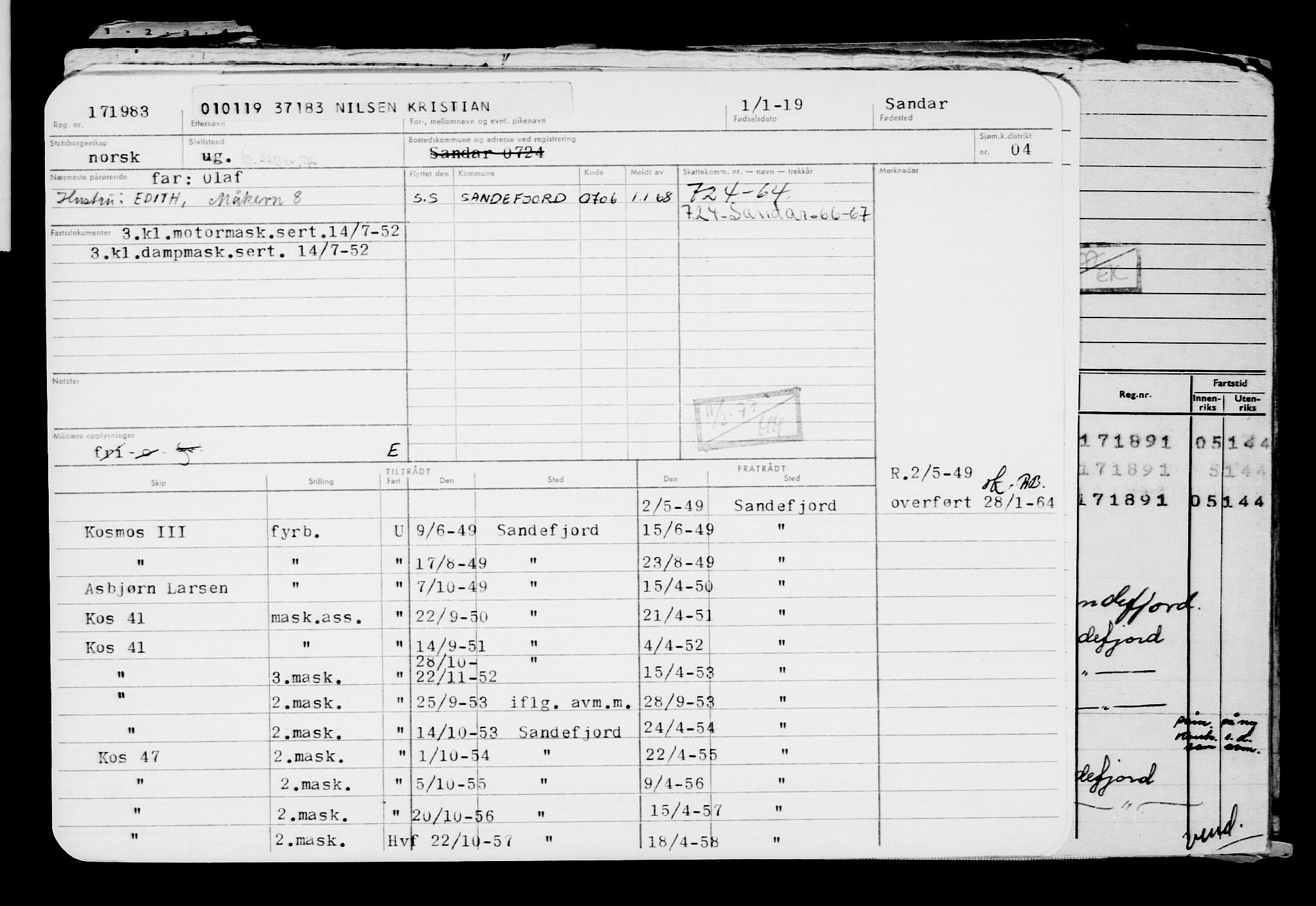 Direktoratet for sjømenn, AV/RA-S-3545/G/Gb/L0165: Hovedkort, 1918-1919, p. 266