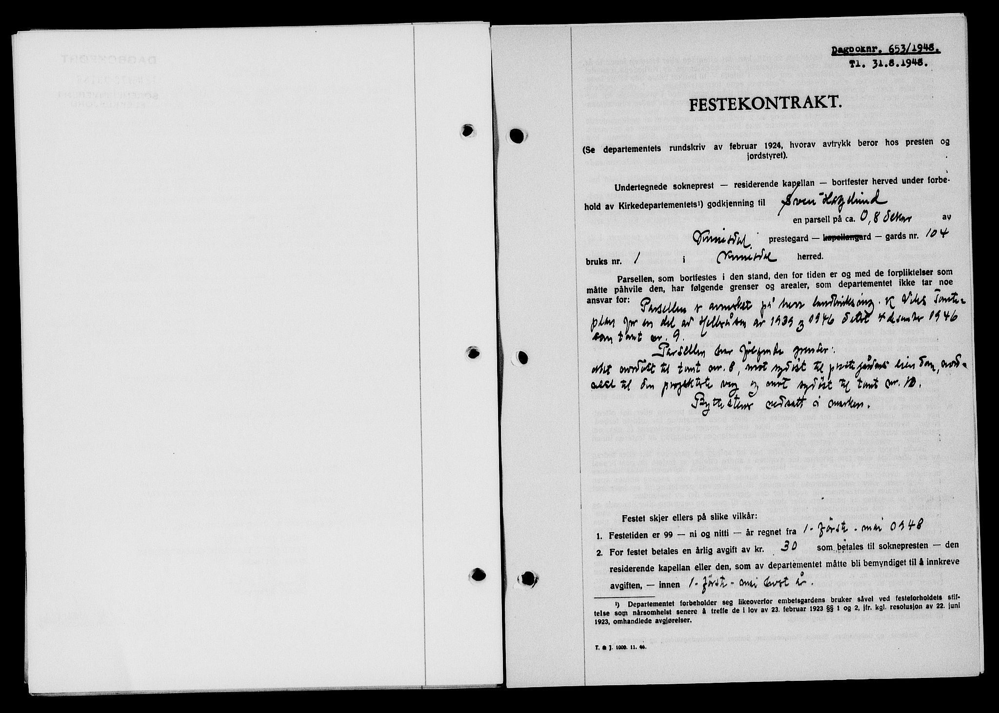 Flekkefjord sorenskriveri, SAK/1221-0001/G/Gb/Gba/L0064: Mortgage book no. A-12, 1948-1949, Diary no: : 653/1948