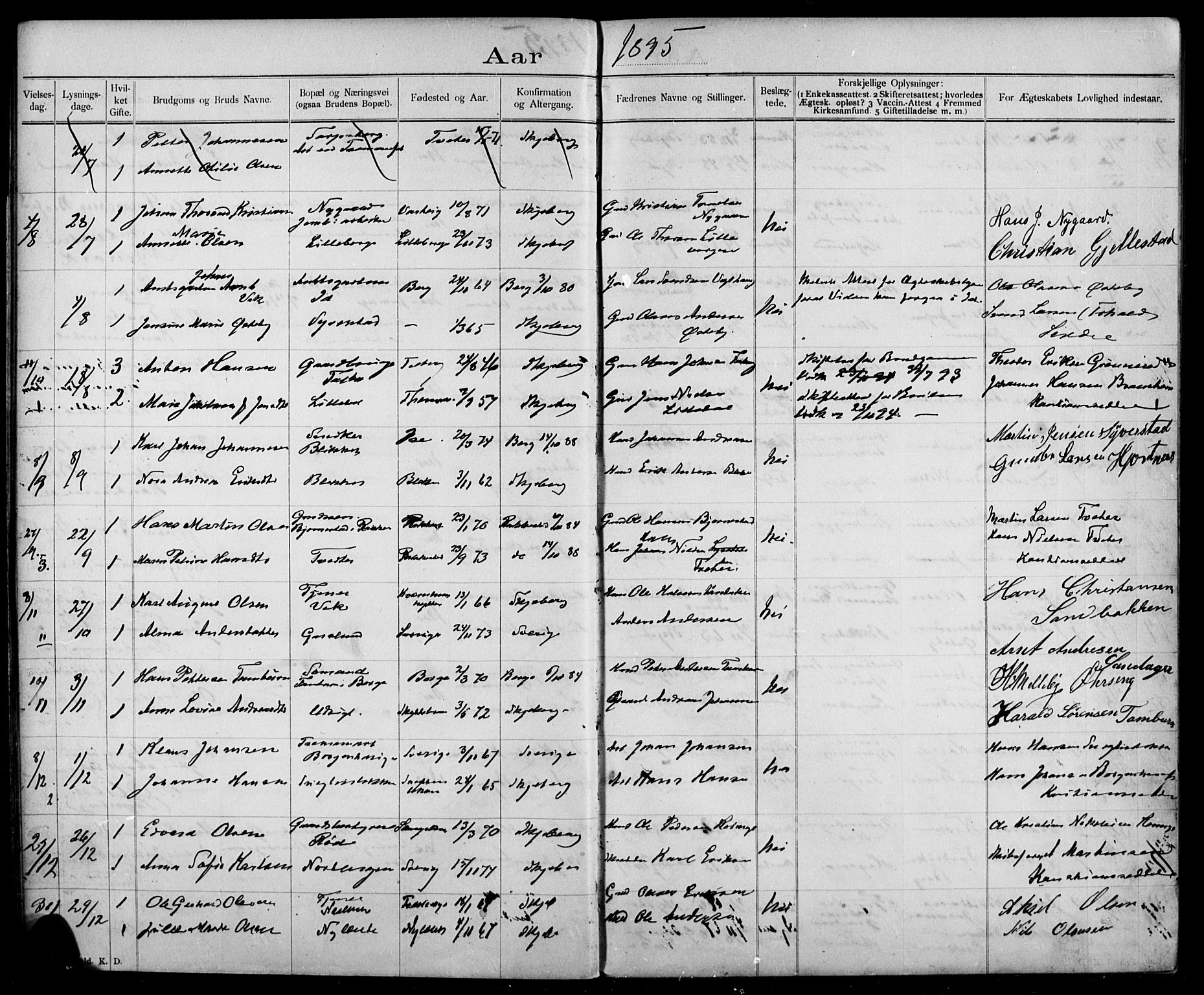 Skjeberg prestekontor Kirkebøker, SAO/A-10923/H/Ha/L0001: Banns register no. I 1, 1893-1918