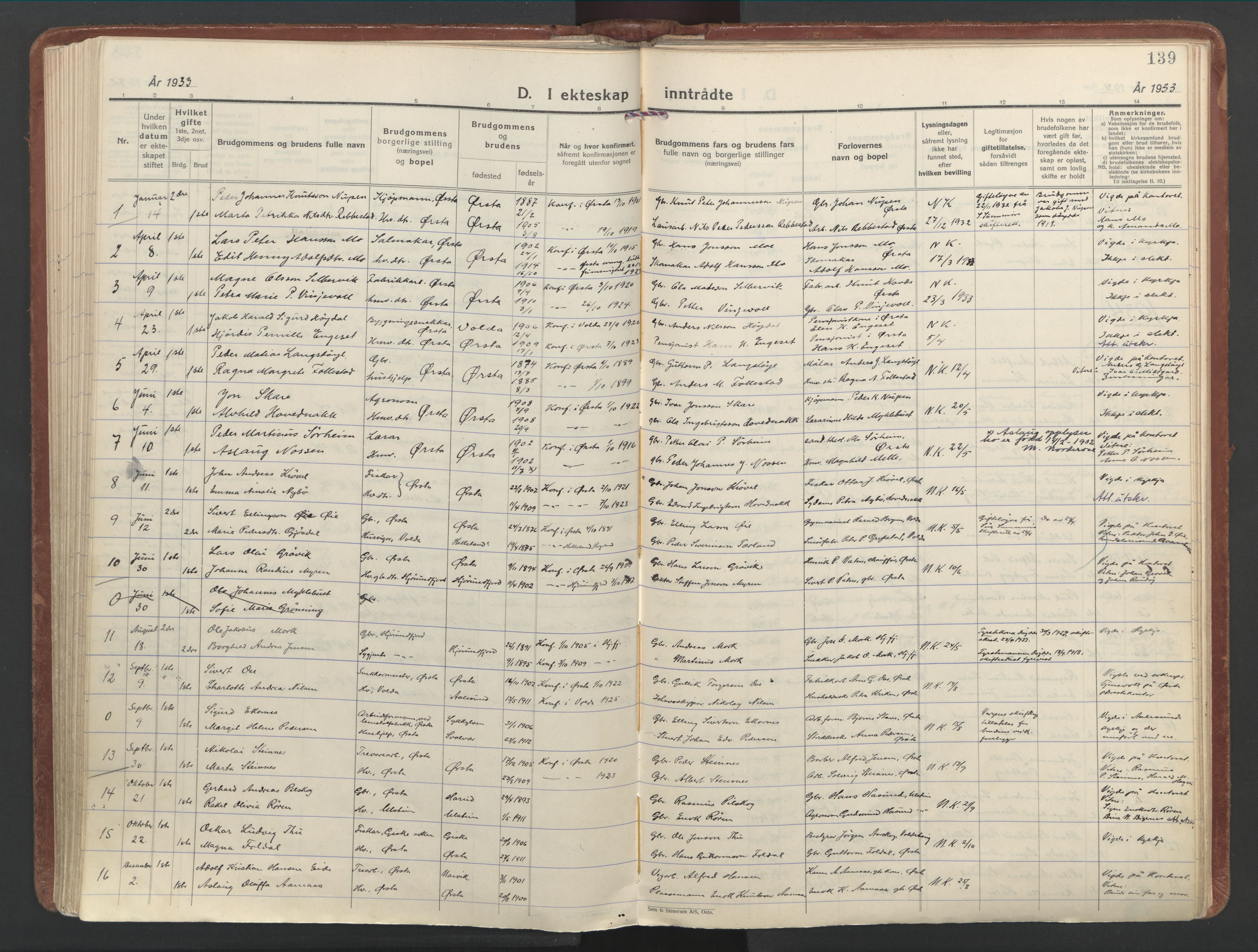 Ministerialprotokoller, klokkerbøker og fødselsregistre - Møre og Romsdal, AV/SAT-A-1454/513/L0181: Parish register (official) no. 513A08, 1930-1943, p. 139