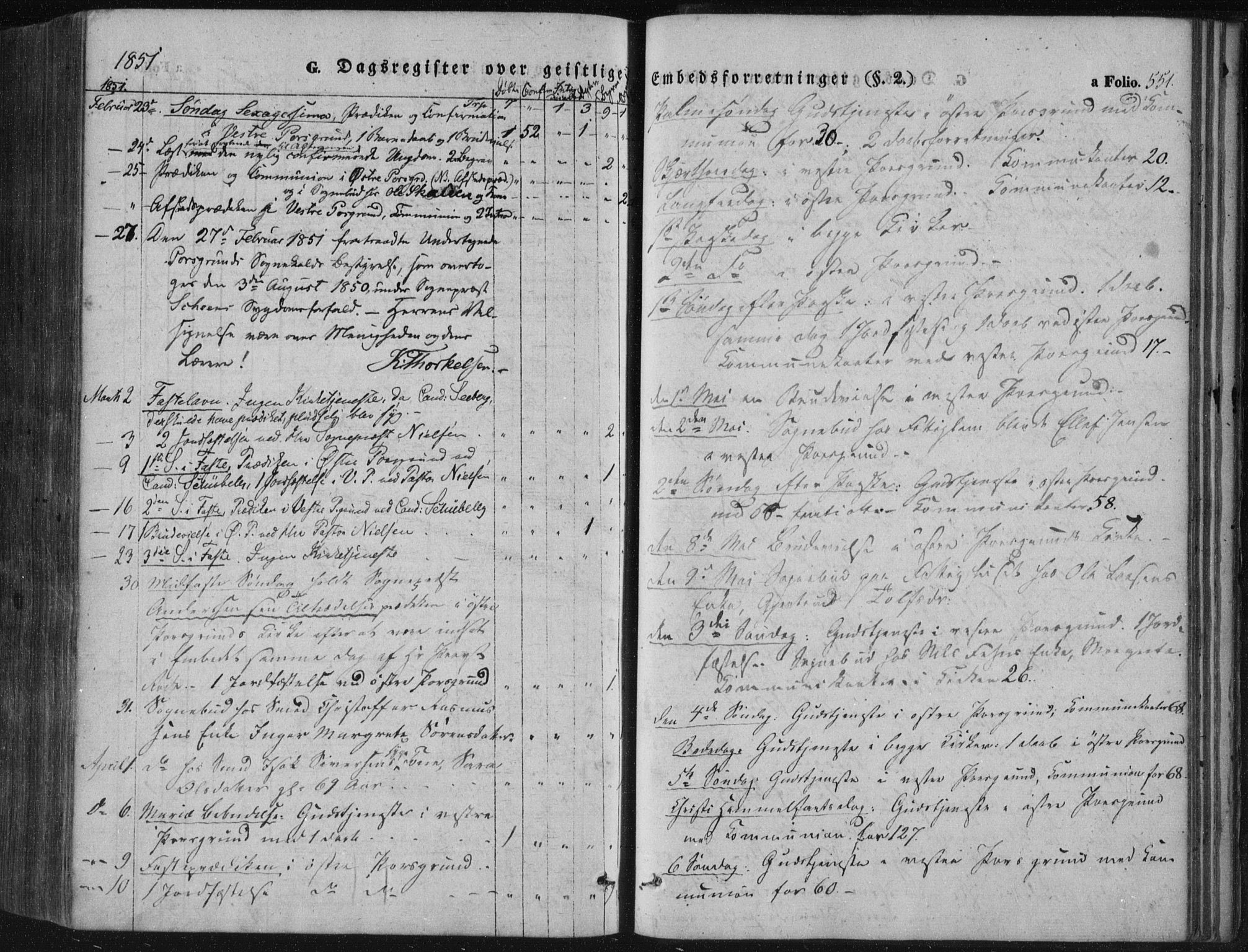 Porsgrunn kirkebøker , AV/SAKO-A-104/F/Fa/L0006: Parish register (official) no. 6, 1841-1857, p. 551