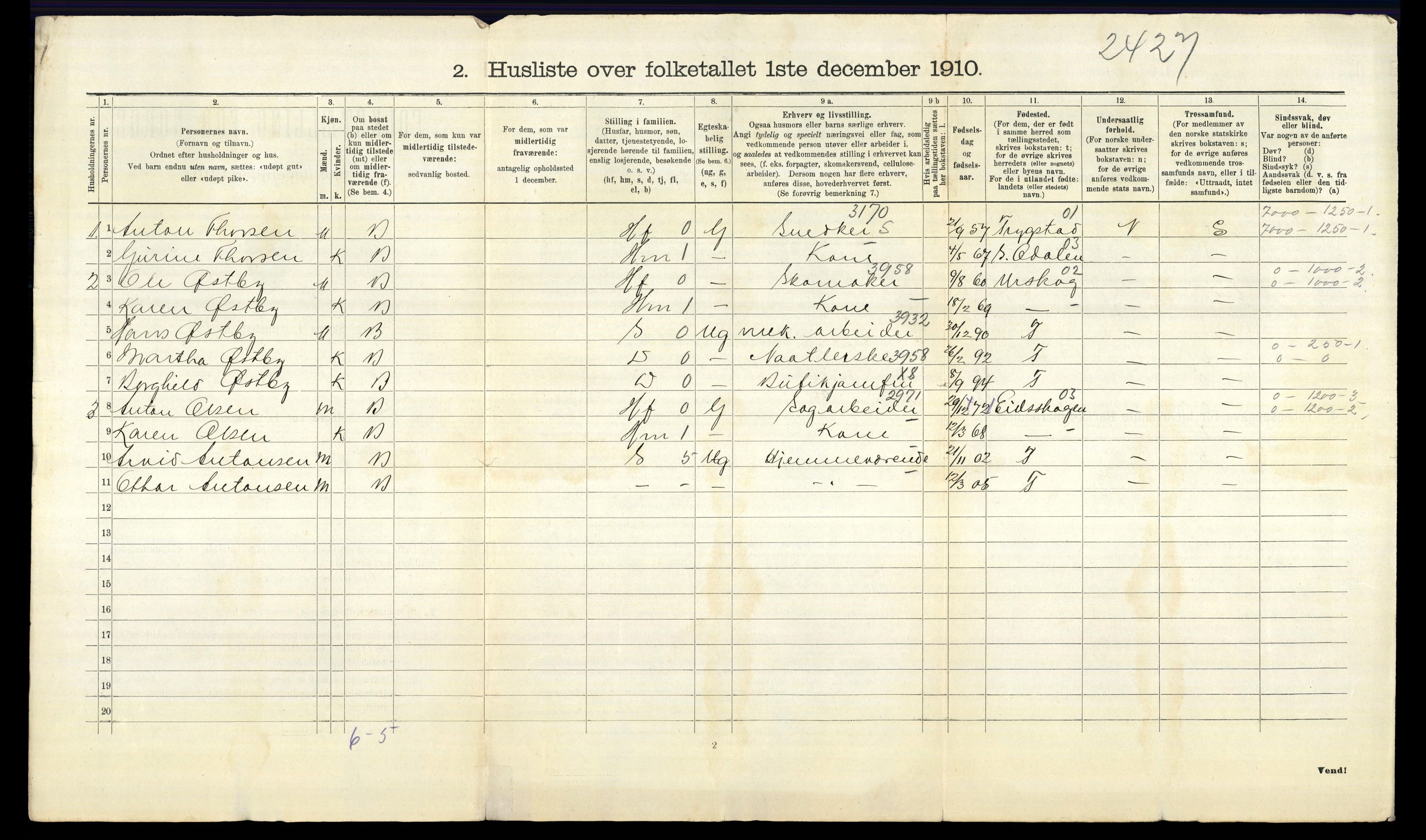 RA, 1910 census for Lillestrøm, 1910, p. 588