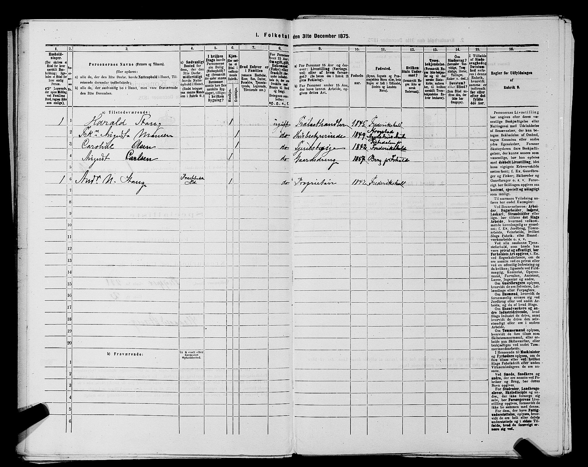 RA, 1875 census for 0101P Fredrikshald, 1875, p. 158