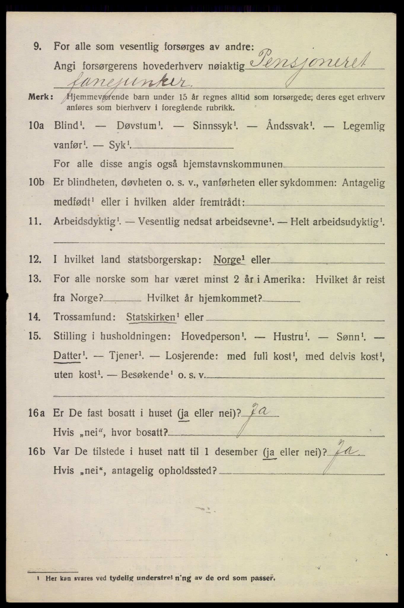 SAK, 1920 census for Oddernes, 1920, p. 8406