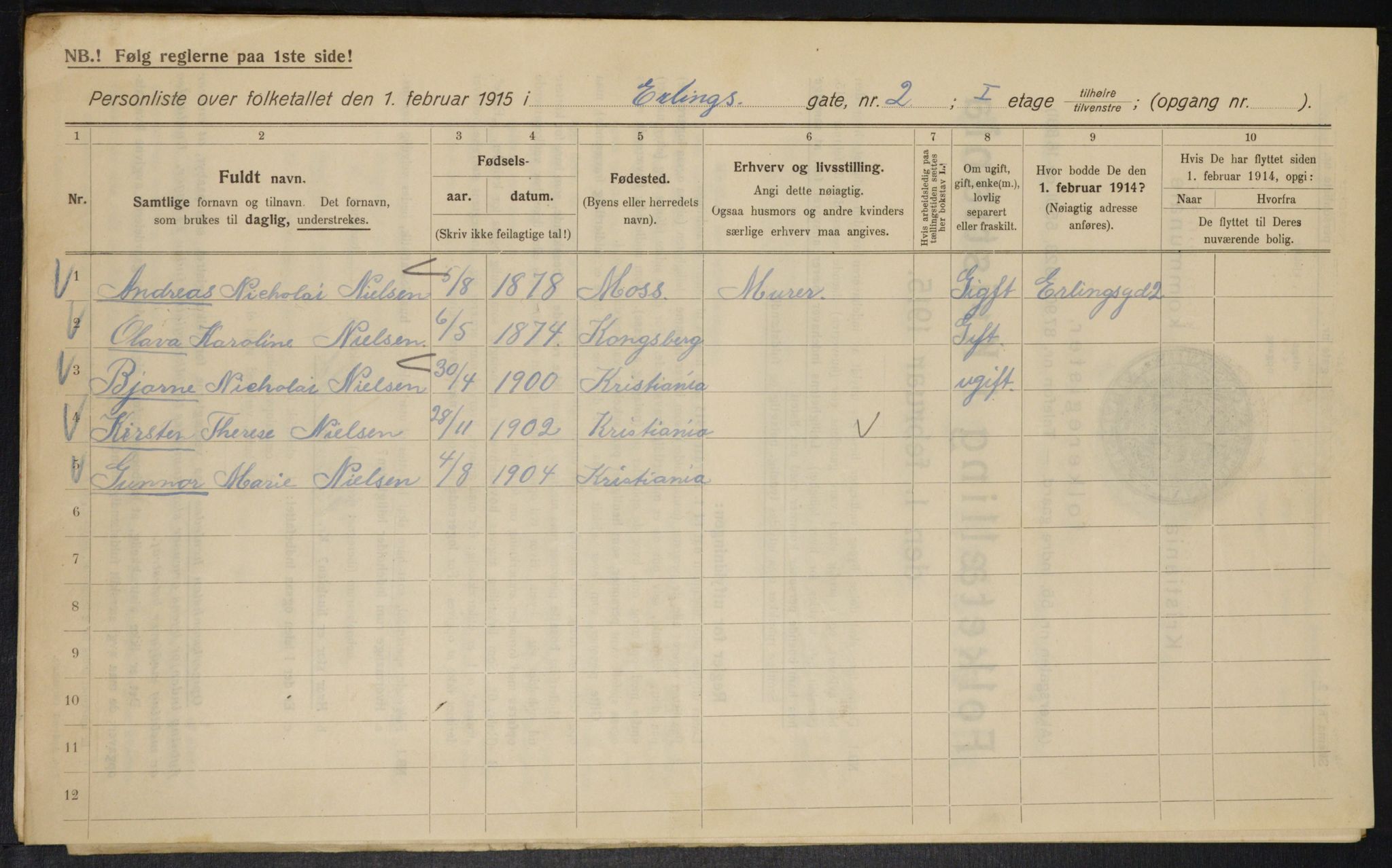 OBA, Municipal Census 1915 for Kristiania, 1915, p. 21557