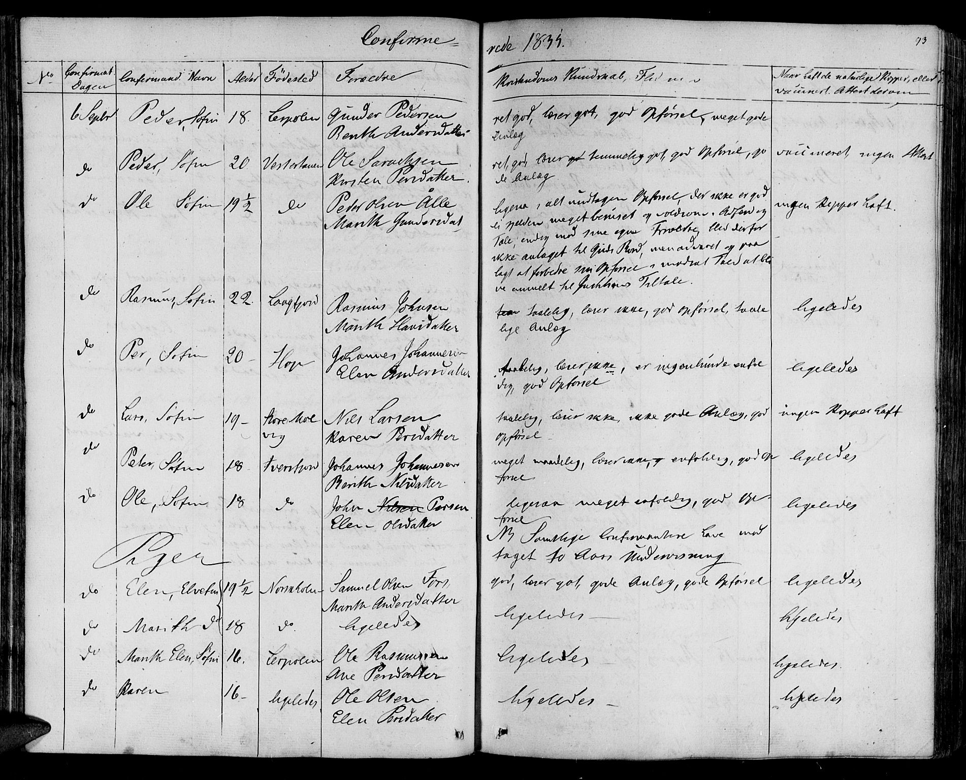 Lebesby sokneprestkontor, SATØ/S-1353/H/Ha/L0003kirke: Parish register (official) no. 3, 1833-1852, p. 93