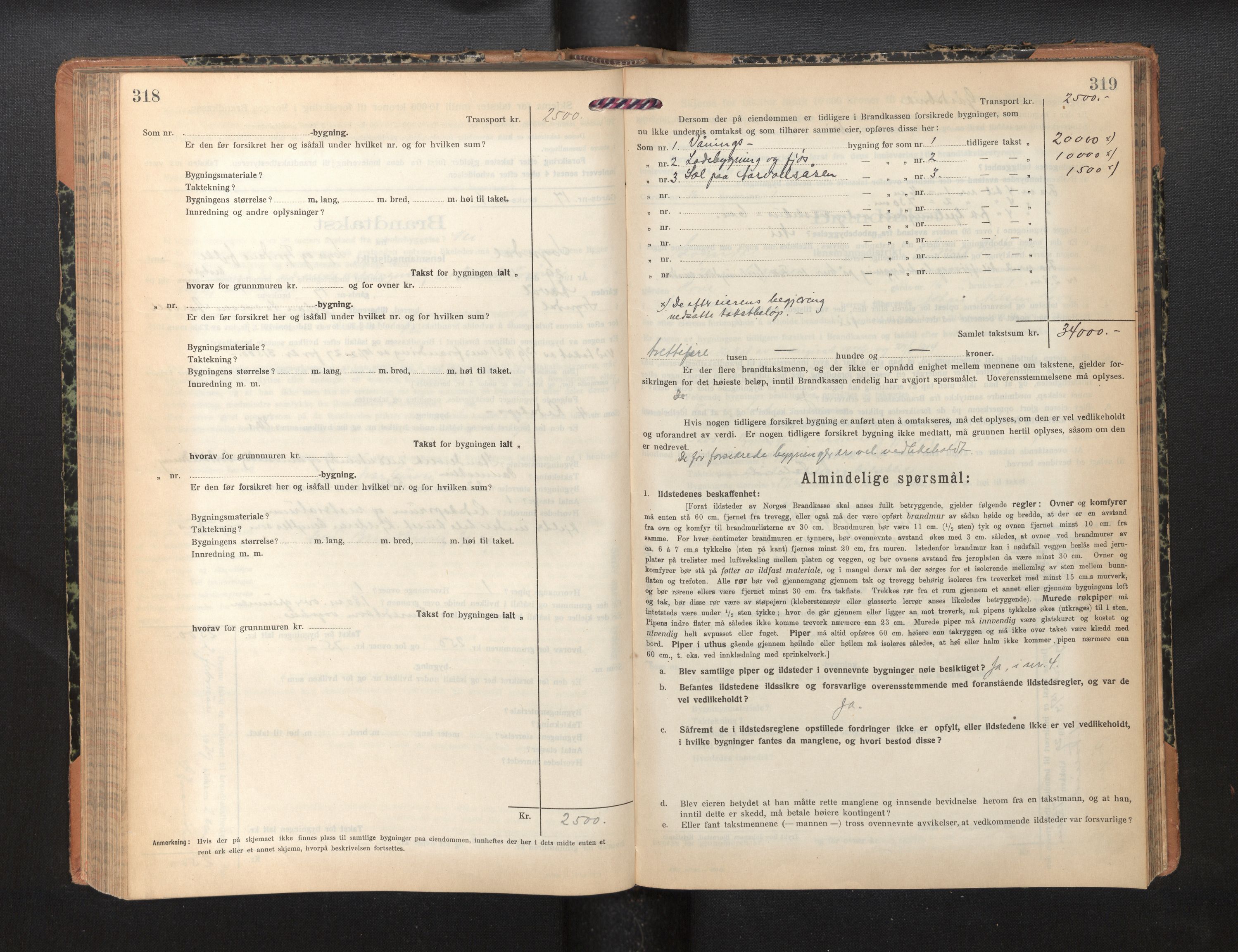 Lensmannen i Sogndal, AV/SAB-A-29901/0012/L0012: Branntakstprotokoll, skjematakst, 1922-1931, p. 318-319