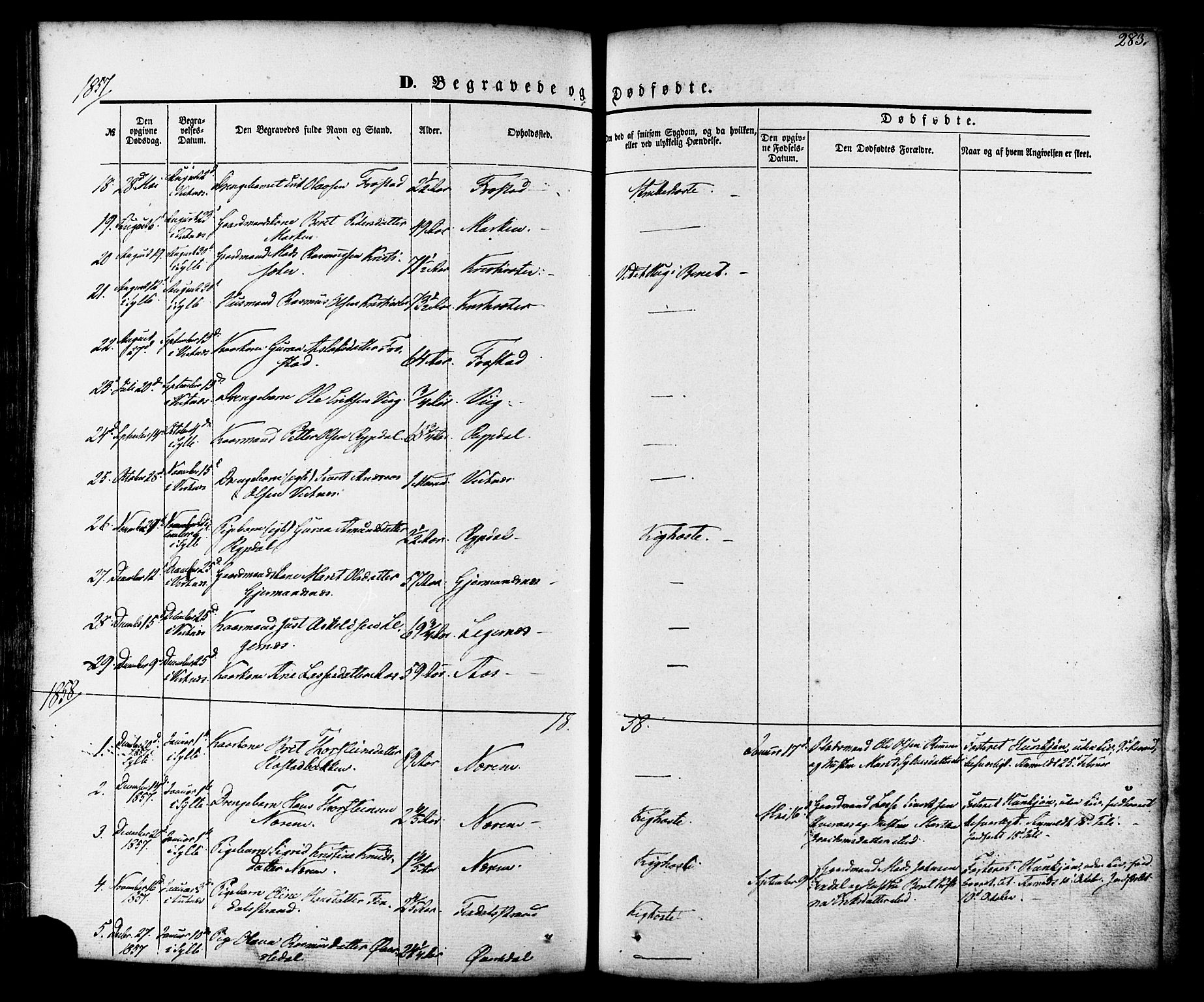 Ministerialprotokoller, klokkerbøker og fødselsregistre - Møre og Romsdal, SAT/A-1454/539/L0529: Parish register (official) no. 539A02, 1848-1872, p. 283