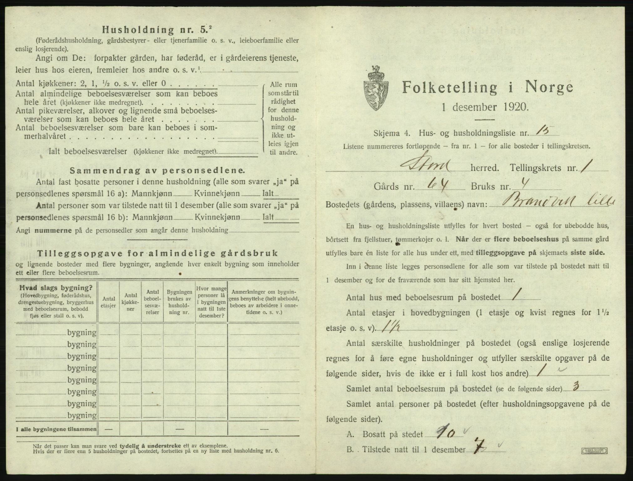 SAB, 1920 census for Stord, 1920, p. 83