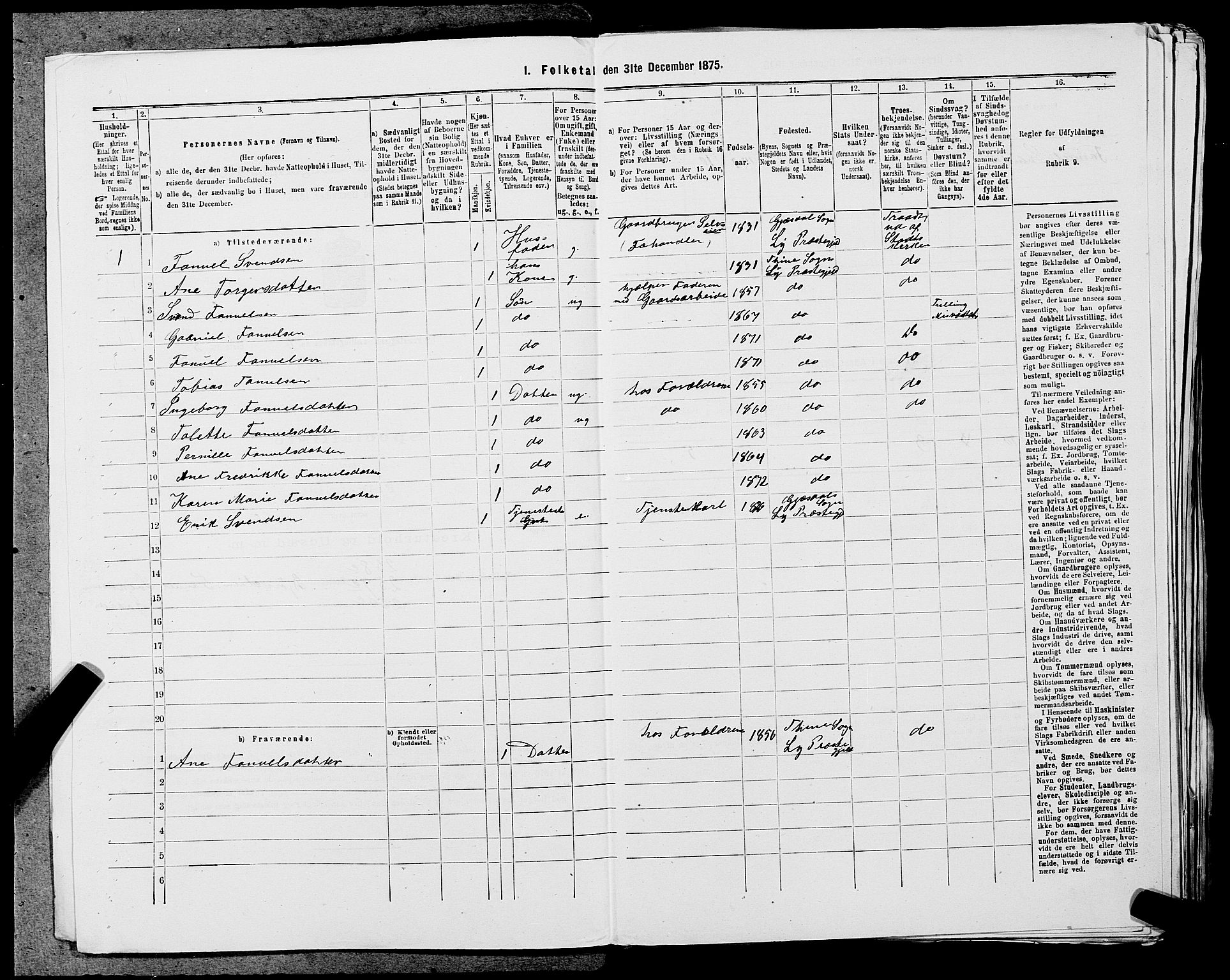 SAST, 1875 census for 1121P Lye, 1875, p. 714