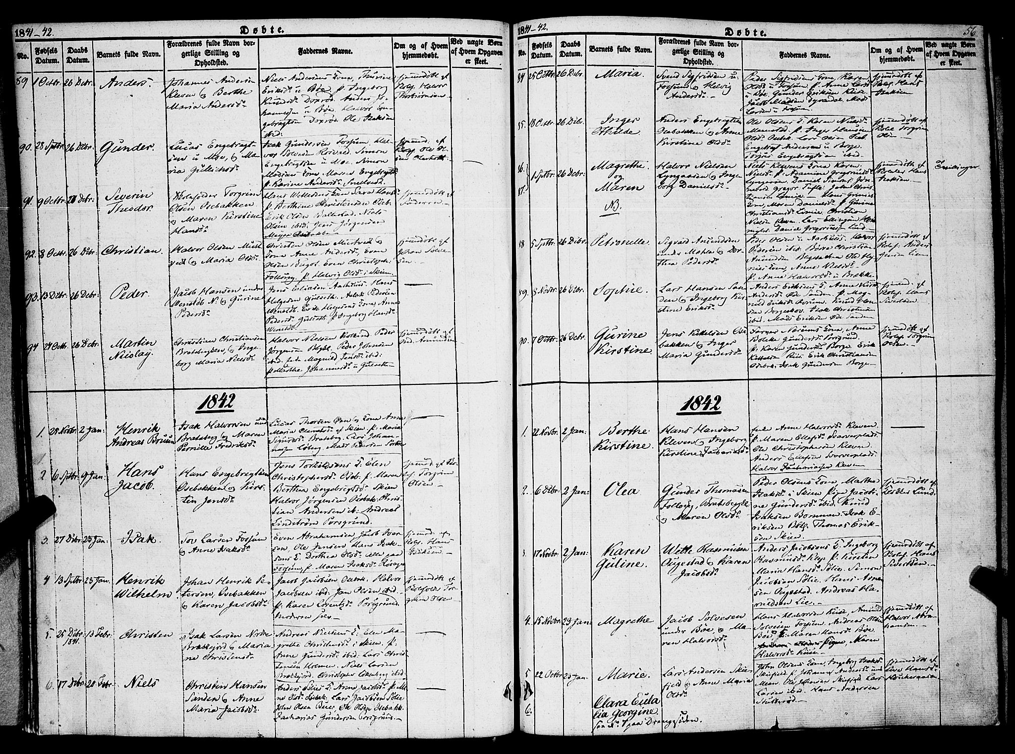 Gjerpen kirkebøker, SAKO/A-265/F/Fa/L0007a: Parish register (official) no. I 7A, 1834-1857, p. 56