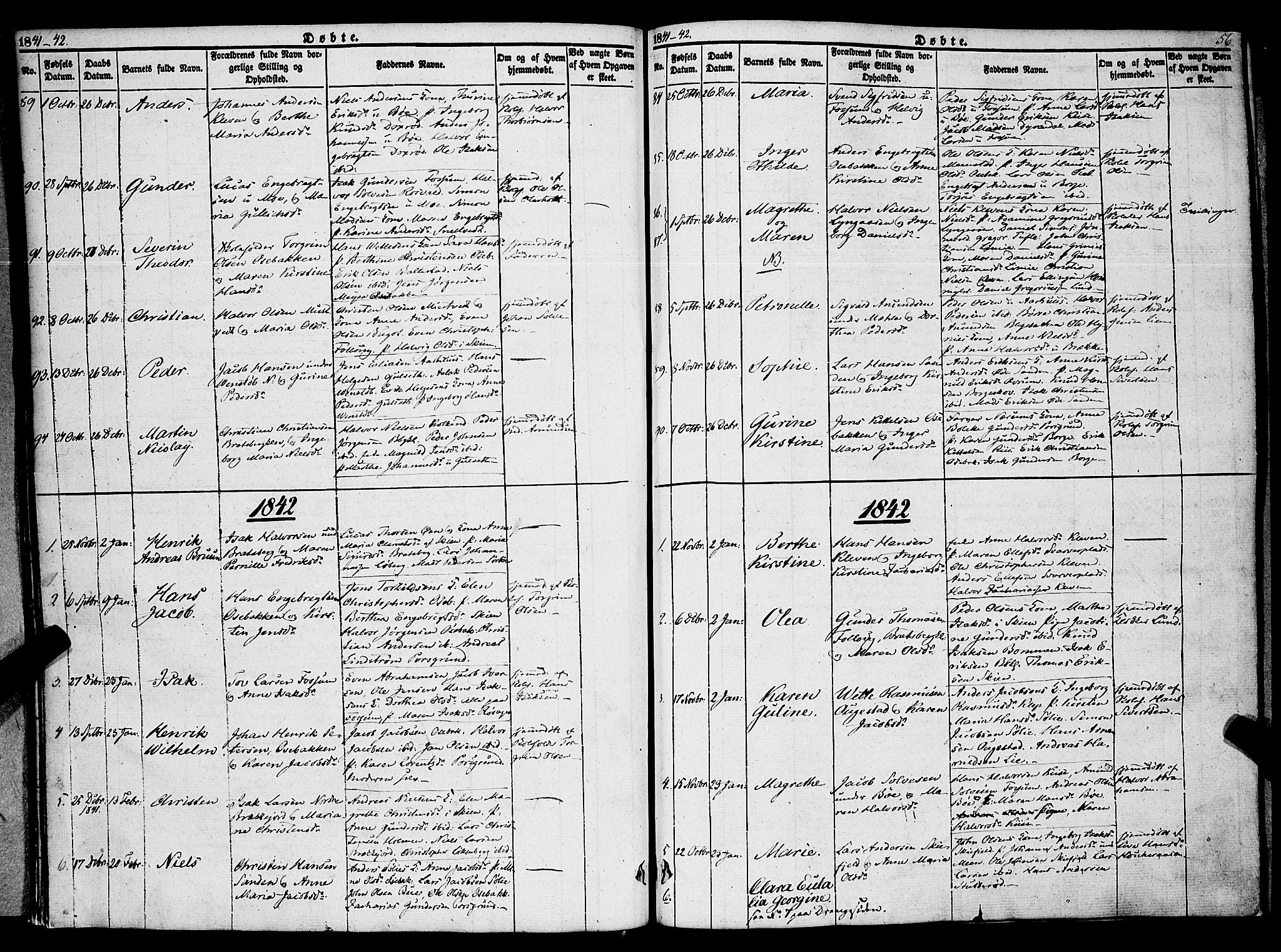 Gjerpen kirkebøker, AV/SAKO-A-265/F/Fa/L0007a: Parish register (official) no. I 7A, 1834-1857, p. 56