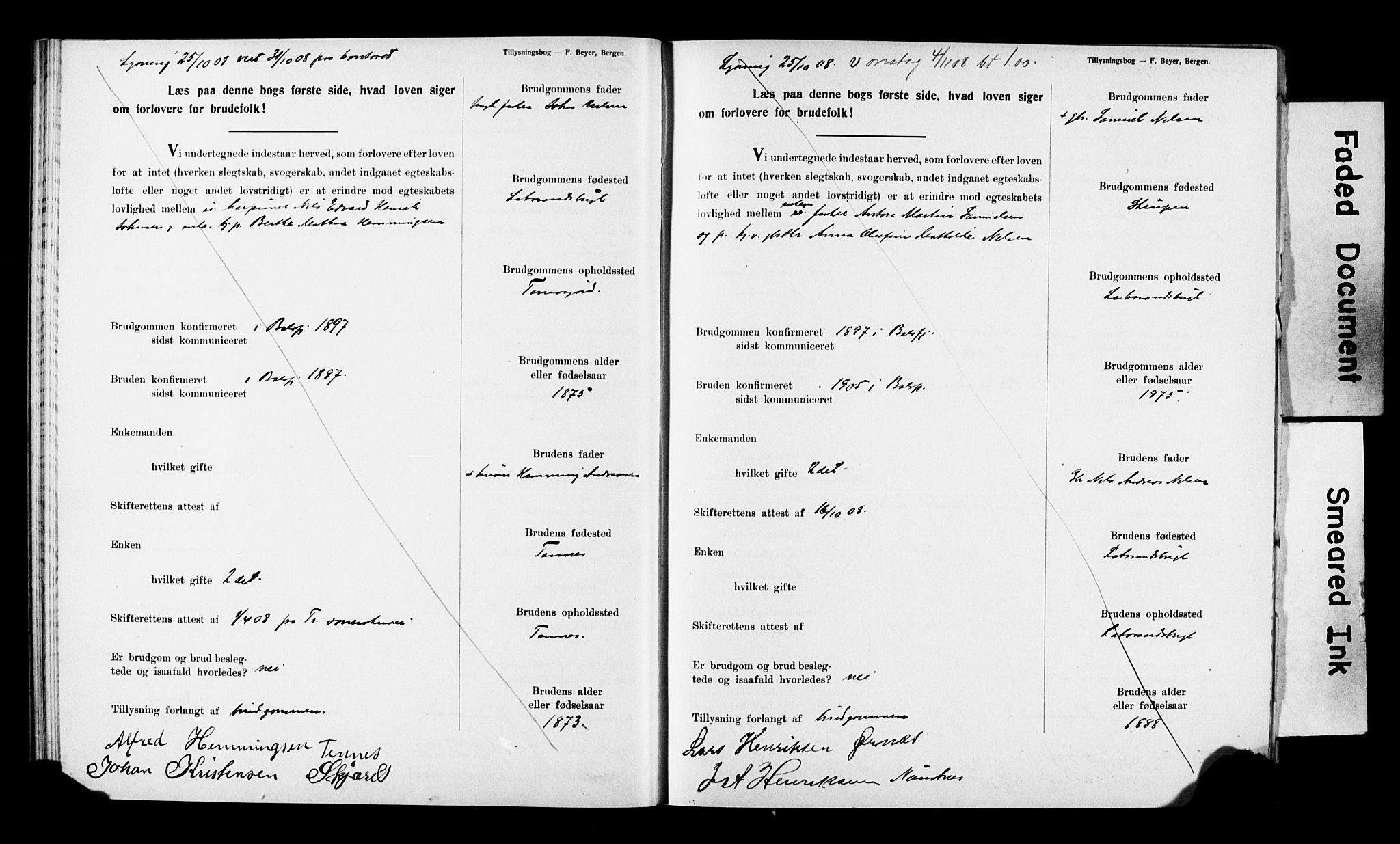 Balsfjord sokneprestembete, AV/SATØ-S-1303/H/Hd/L0032: Banns register no. 32, 1907-1910