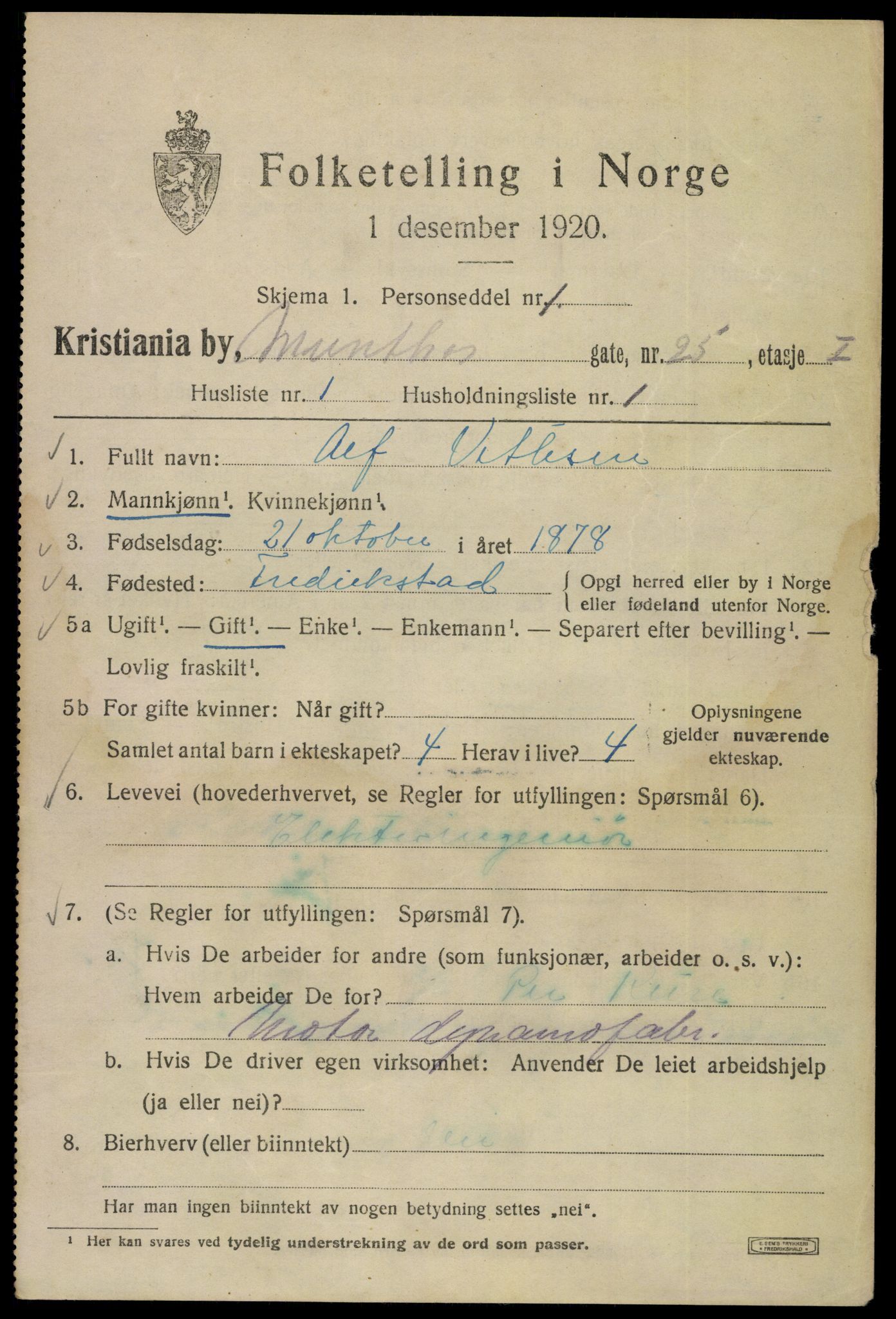 SAO, 1920 census for Kristiania, 1920, p. 405255