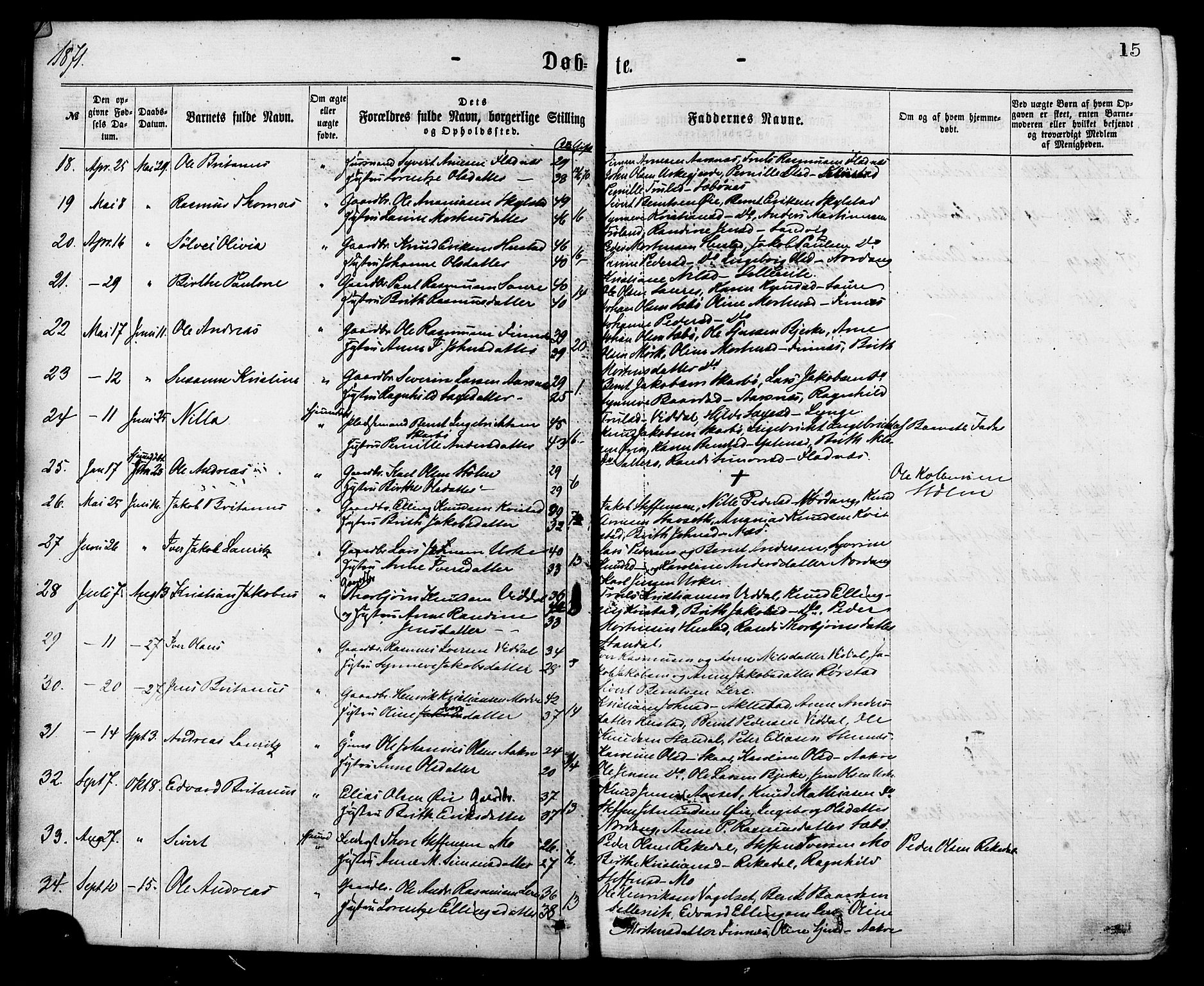 Ministerialprotokoller, klokkerbøker og fødselsregistre - Møre og Romsdal, SAT/A-1454/515/L0210: Parish register (official) no. 515A06, 1868-1885, p. 15
