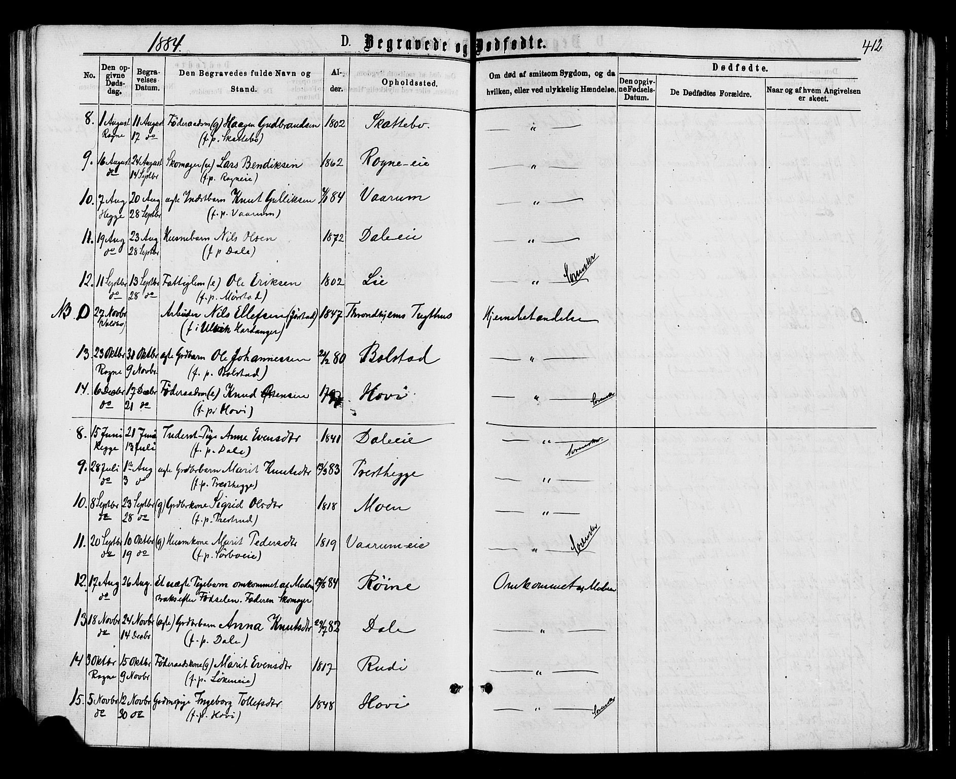 Øystre Slidre prestekontor, AV/SAH-PREST-138/H/Ha/Haa/L0002: Parish register (official) no. 2, 1874-1886, p. 412