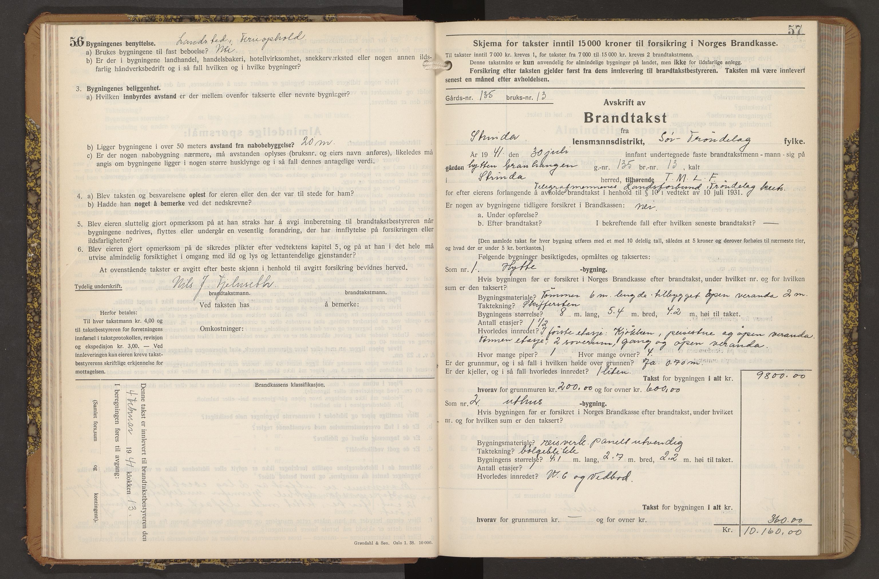 Norges Brannkasse Strinda, AV/SAT-A-5516/Fb/L0009: Branntakstprotokoll, 1940-1946, p. 56-57