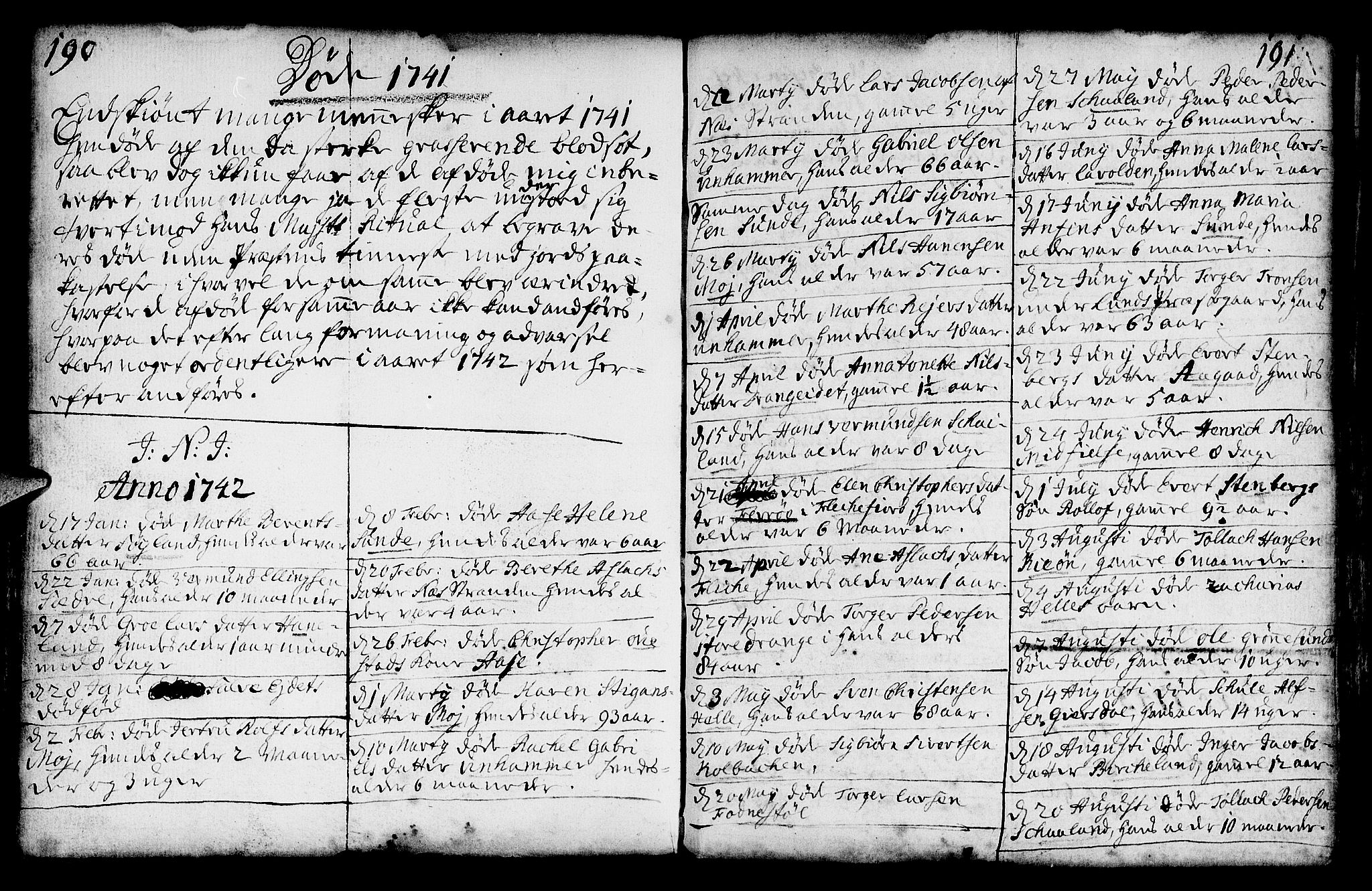 Lund sokneprestkontor, SAST/A-101809/S06/L0002: Parish register (official) no. A 2, 1738-1760, p. 190-191