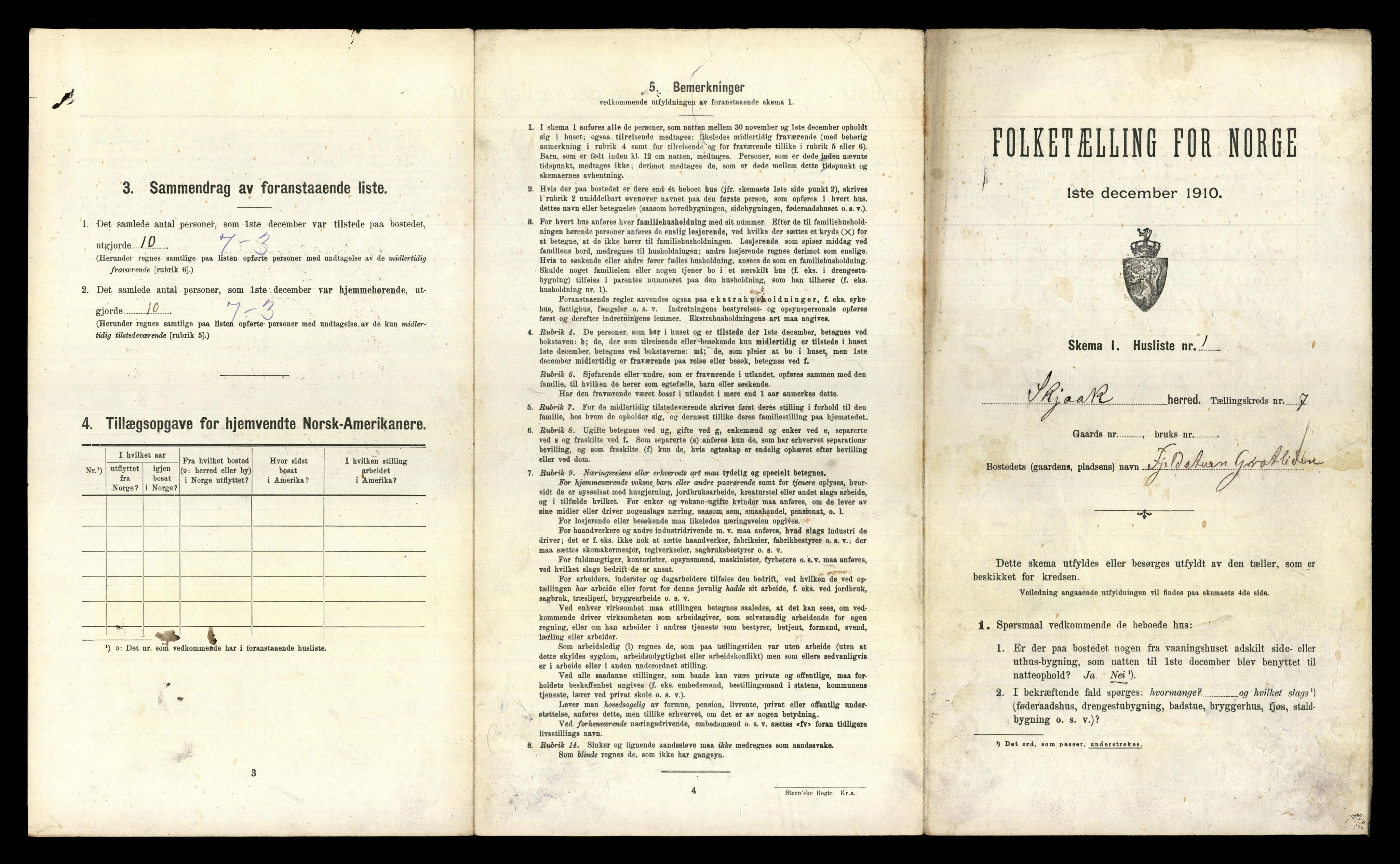 RA, 1910 census for Skjåk, 1910, p. 700