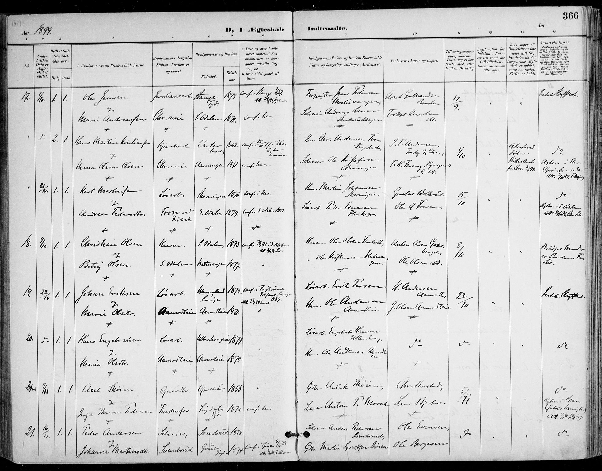 Nes prestekontor Kirkebøker, AV/SAO-A-10410/F/Fa/L0011: Parish register (official) no. I 11, 1899-1918, p. 366