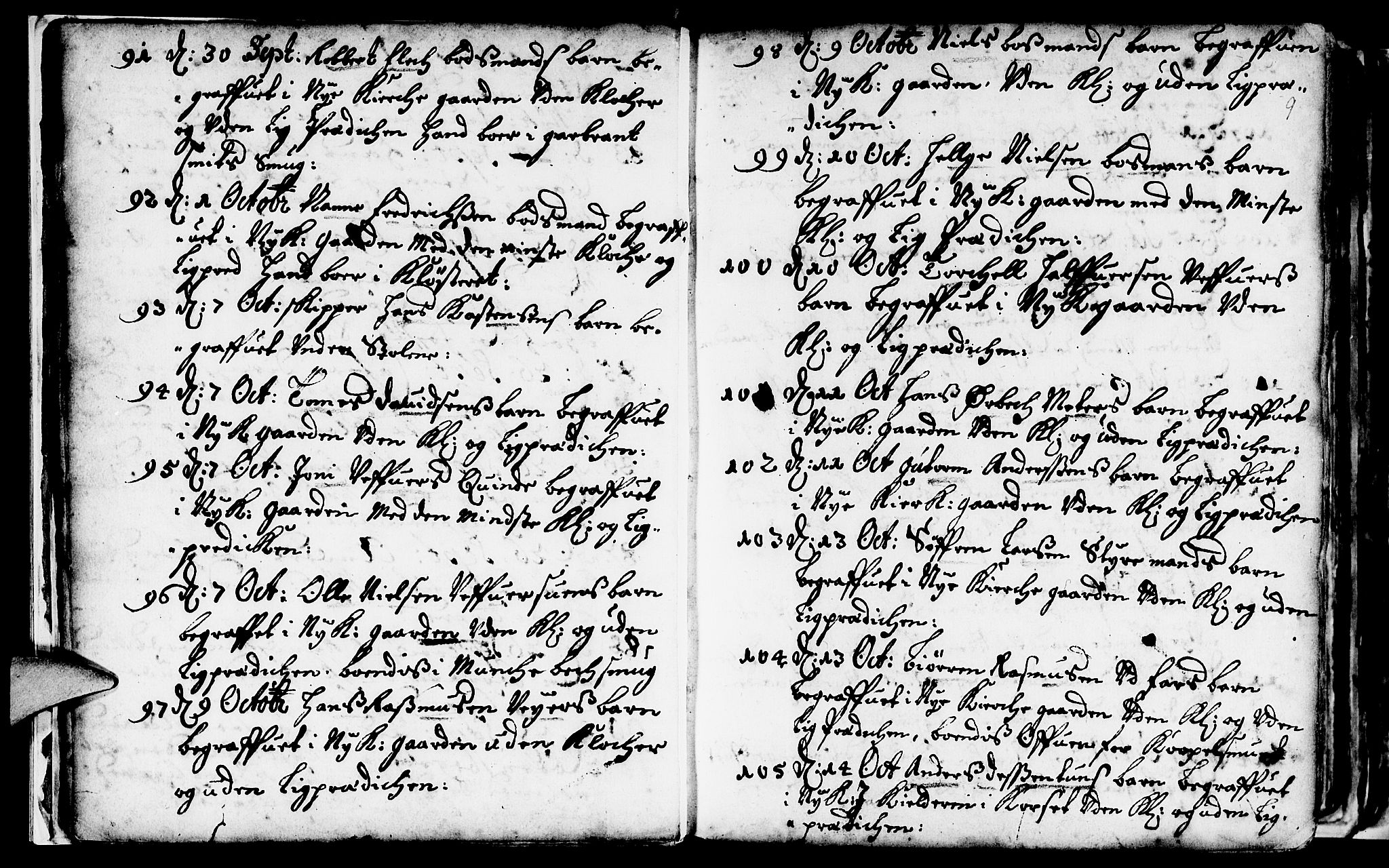 Nykirken Sokneprestembete, AV/SAB-A-77101/H/Haa/L0009: Parish register (official) no. A 9, 1689-1759, p. 9