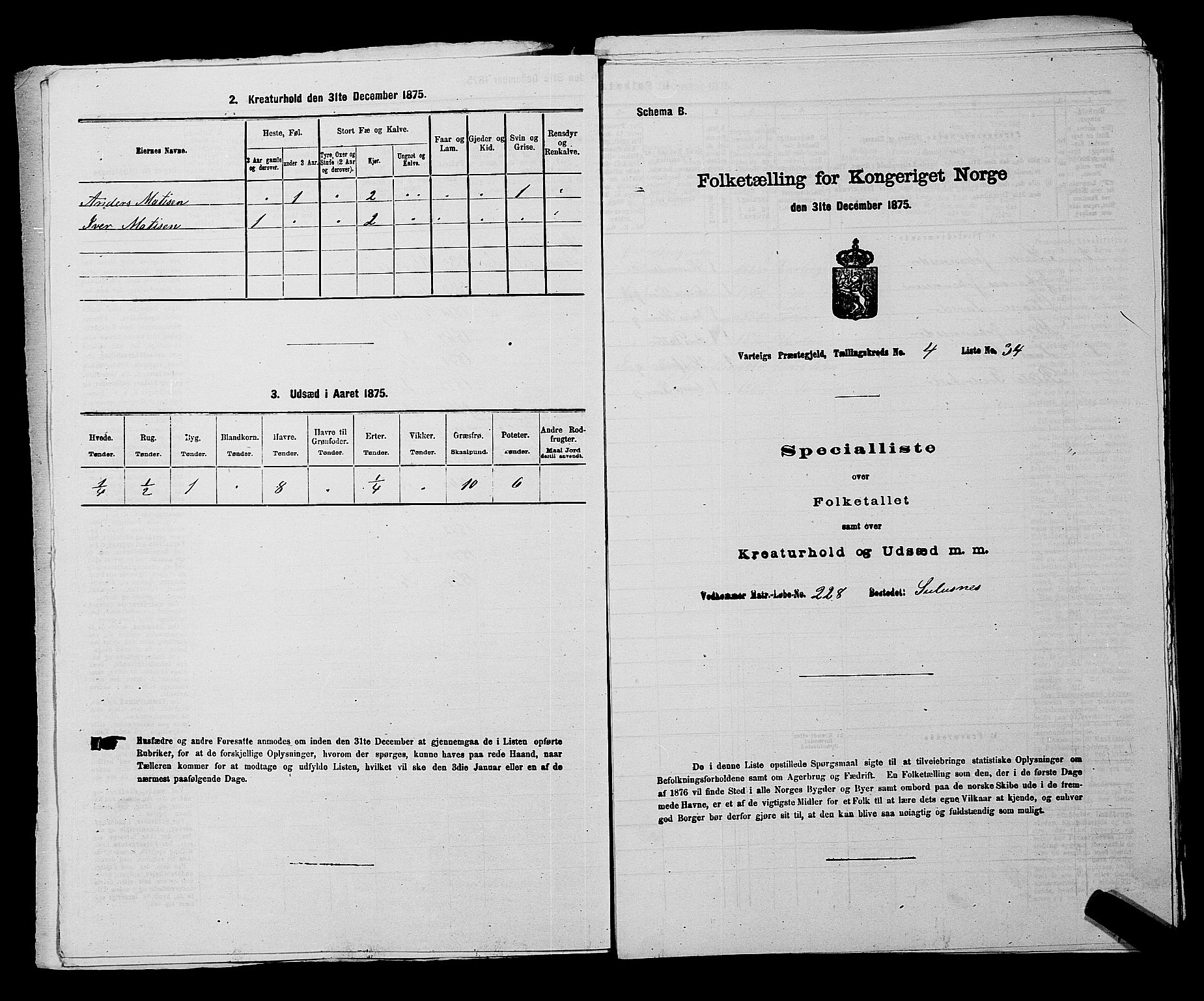 RA, 1875 census for 0114P Varteig, 1875, p. 328