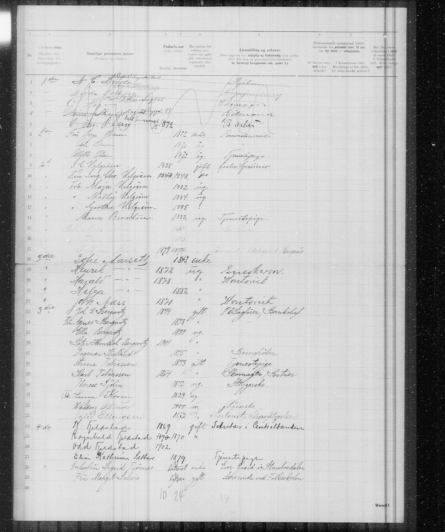 OBA, Municipal Census 1902 for Kristiania, 1902, p. 20335