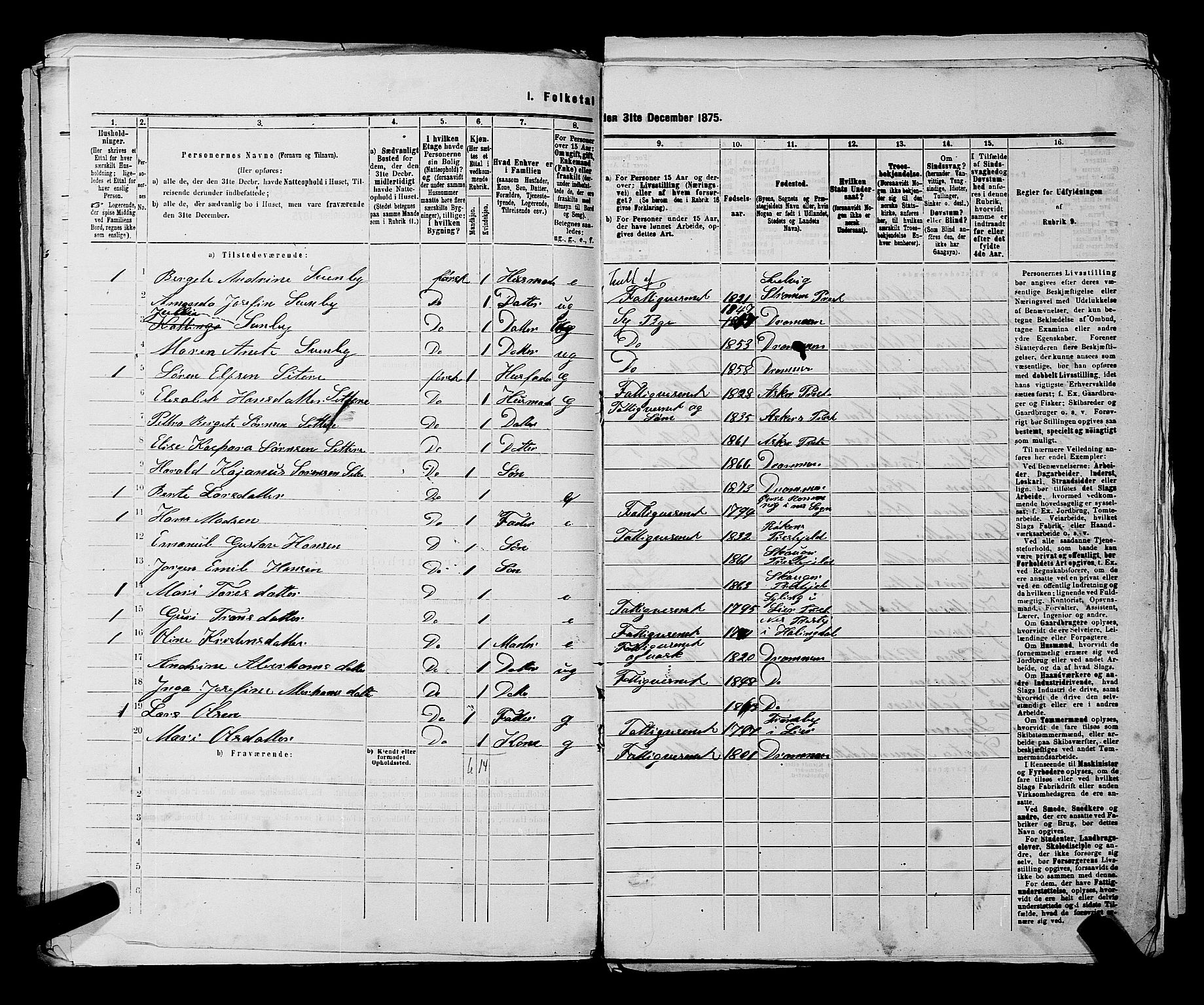 SAKO, 1875 census for 0602 Drammen, 1875, p. 629