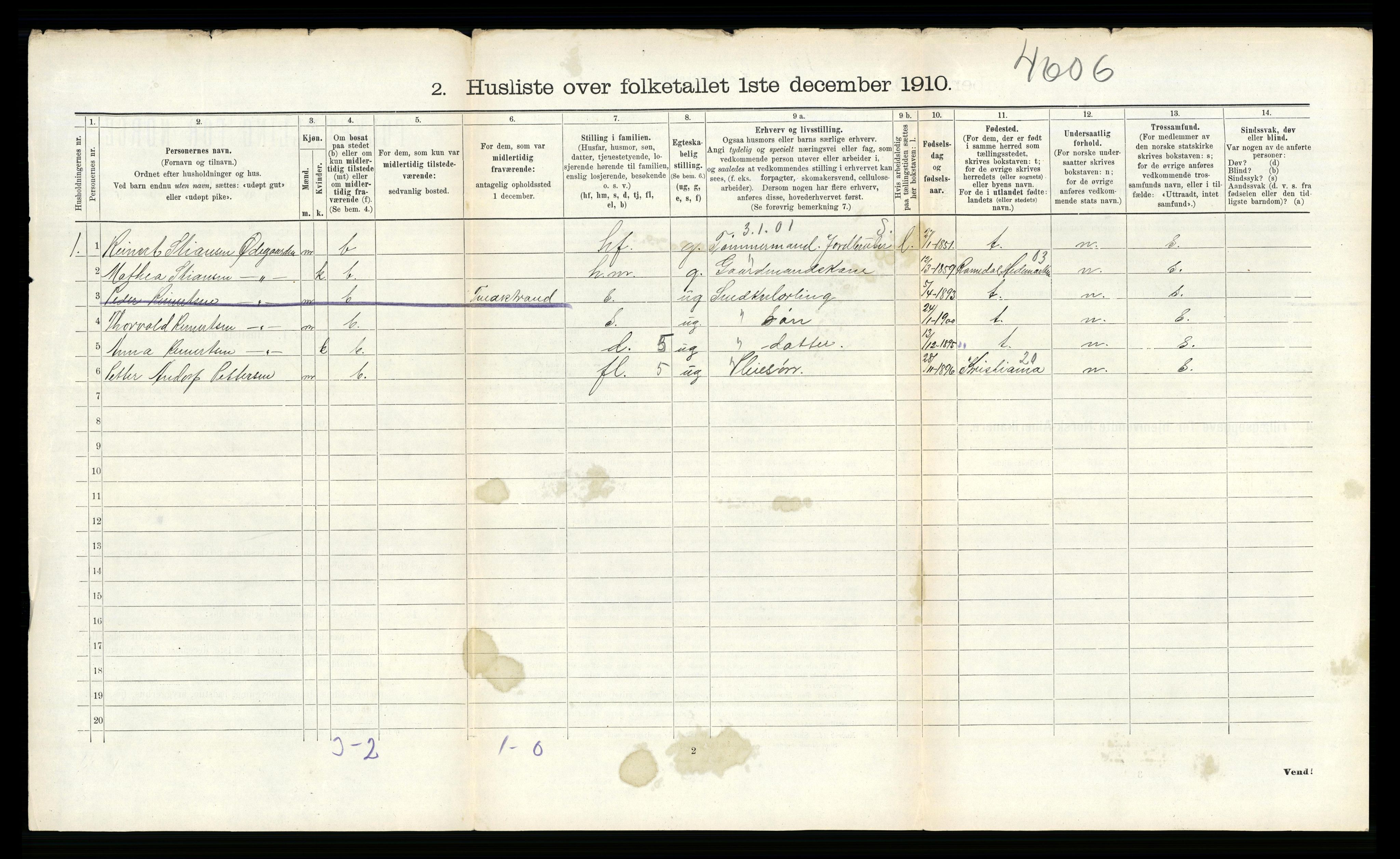 RA, 1910 census for Holt, 1910, p. 1371