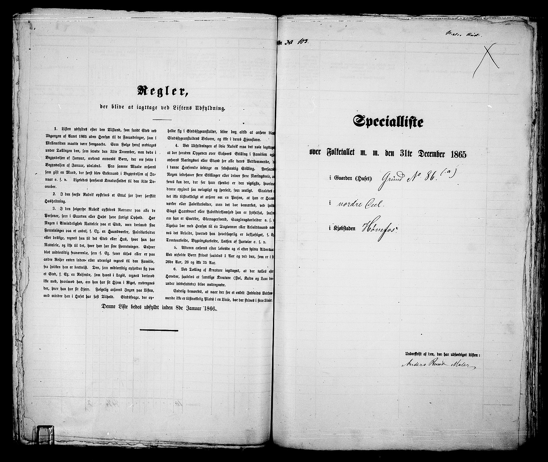 RA, 1865 census for Norderhov/Hønefoss, 1865, p. 201