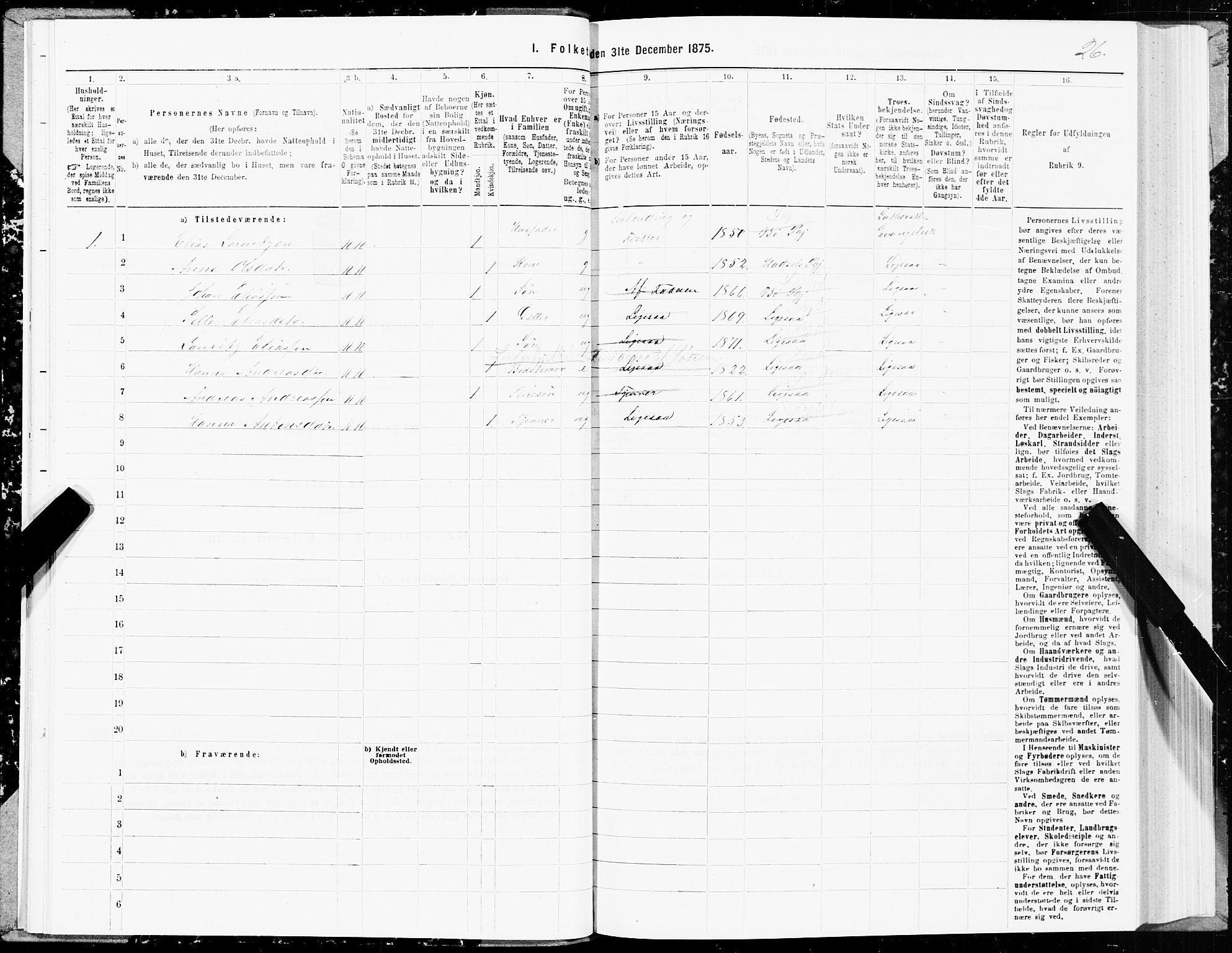 SAT, 1875 census for 1867P Bø, 1875, p. 1026