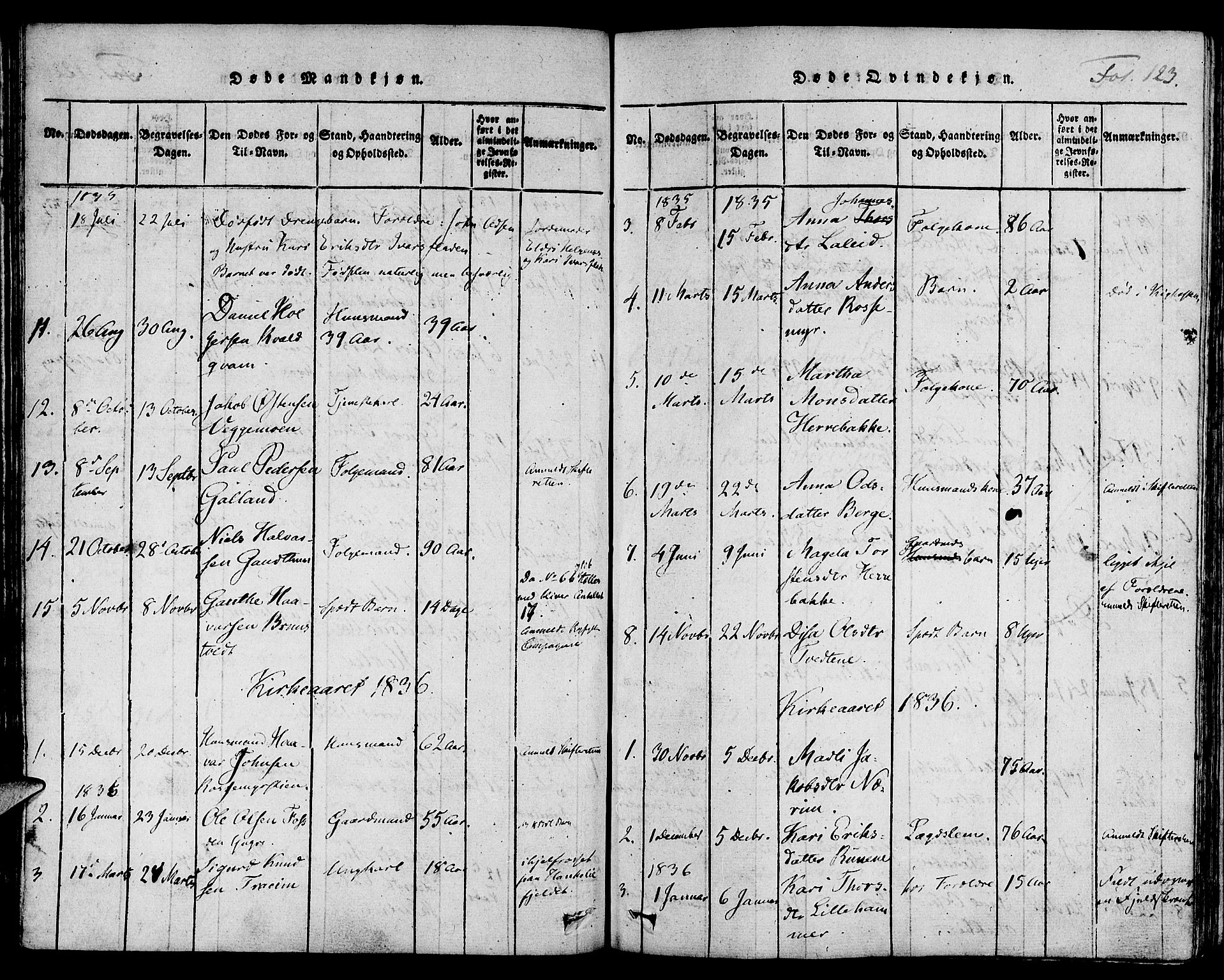 Suldal sokneprestkontor, SAST/A-101845/01/IV/L0006: Parish register (official) no. A 6, 1816-1836, p. 123