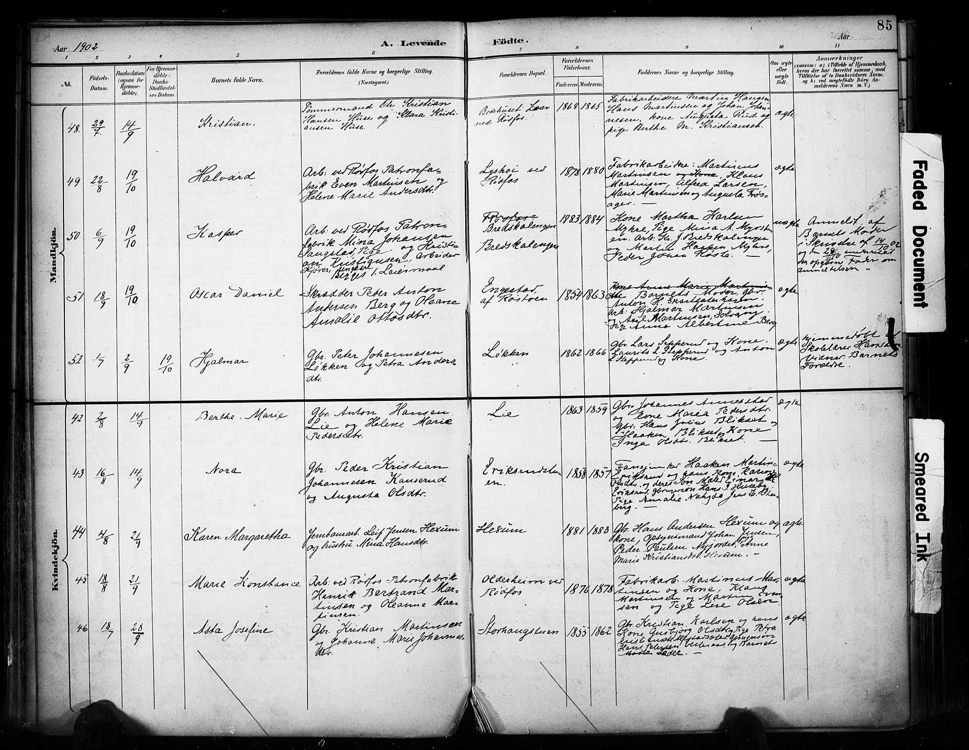 Vestre Toten prestekontor, SAH/PREST-108/H/Ha/Haa/L0011: Parish register (official) no. 11, 1895-1906, p. 85