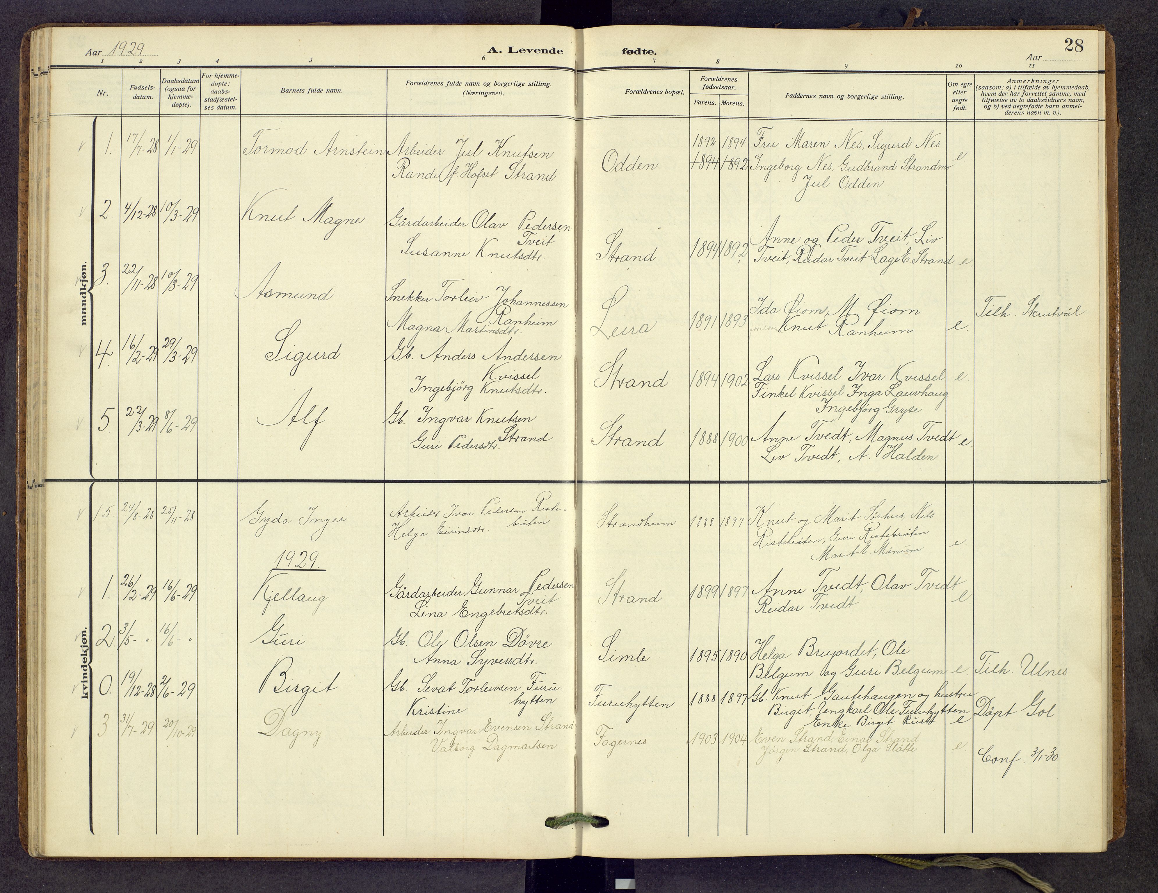 Nord-Aurdal prestekontor, SAH/PREST-132/H/Ha/Hab/L0013: Parish register (copy) no. 13, 1911-1948, p. 28