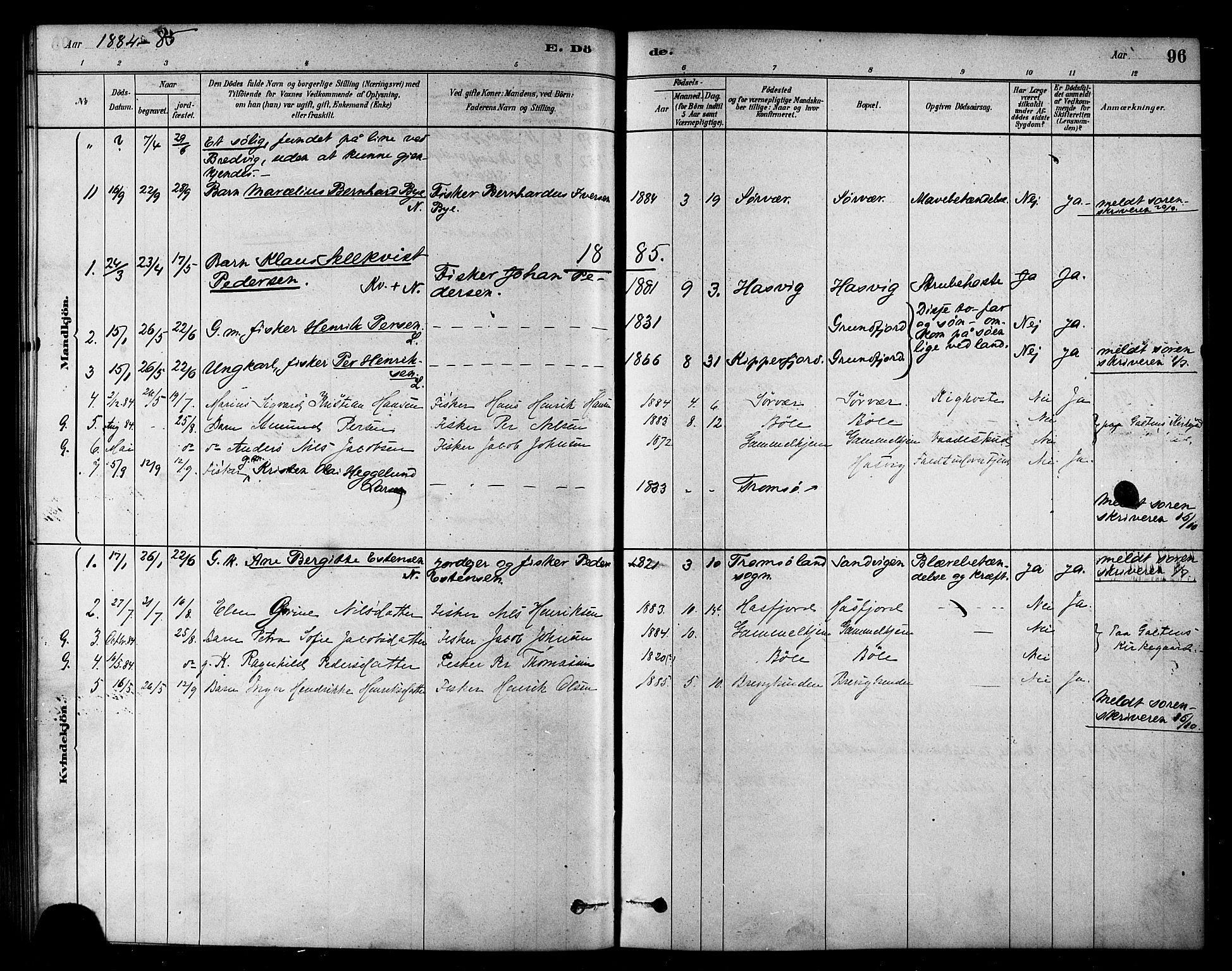 Loppa sokneprestkontor, SATØ/S-1339/H/Ha/L0007kirke: Parish register (official) no. 7, 1879-1889, p. 96