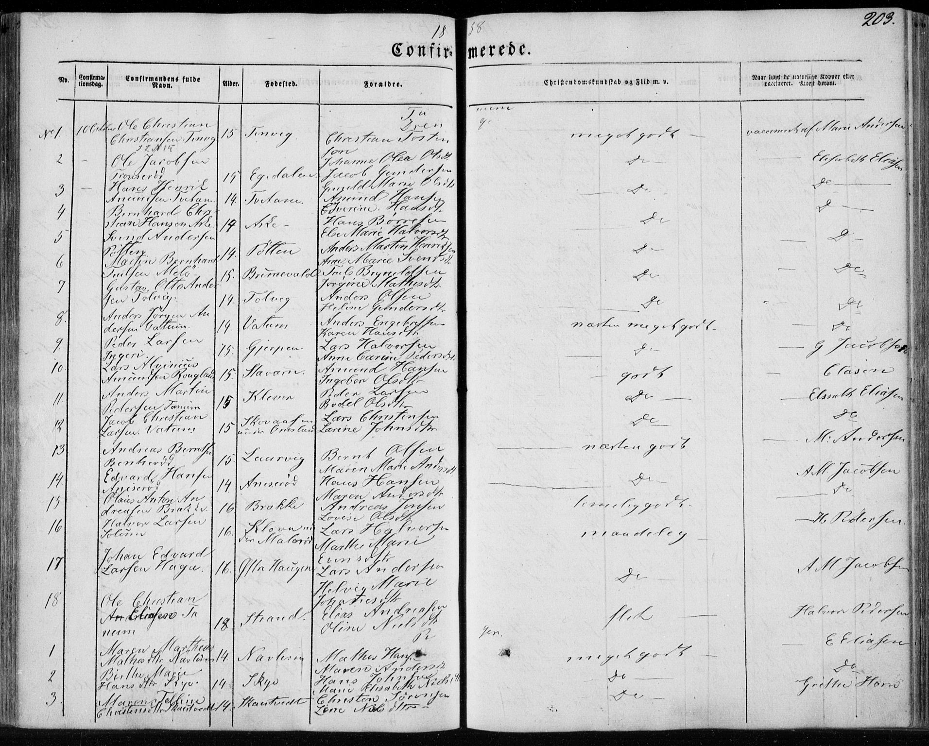 Brunlanes kirkebøker, AV/SAKO-A-342/F/Fa/L0004: Parish register (official) no. I 4, 1846-1862, p. 203