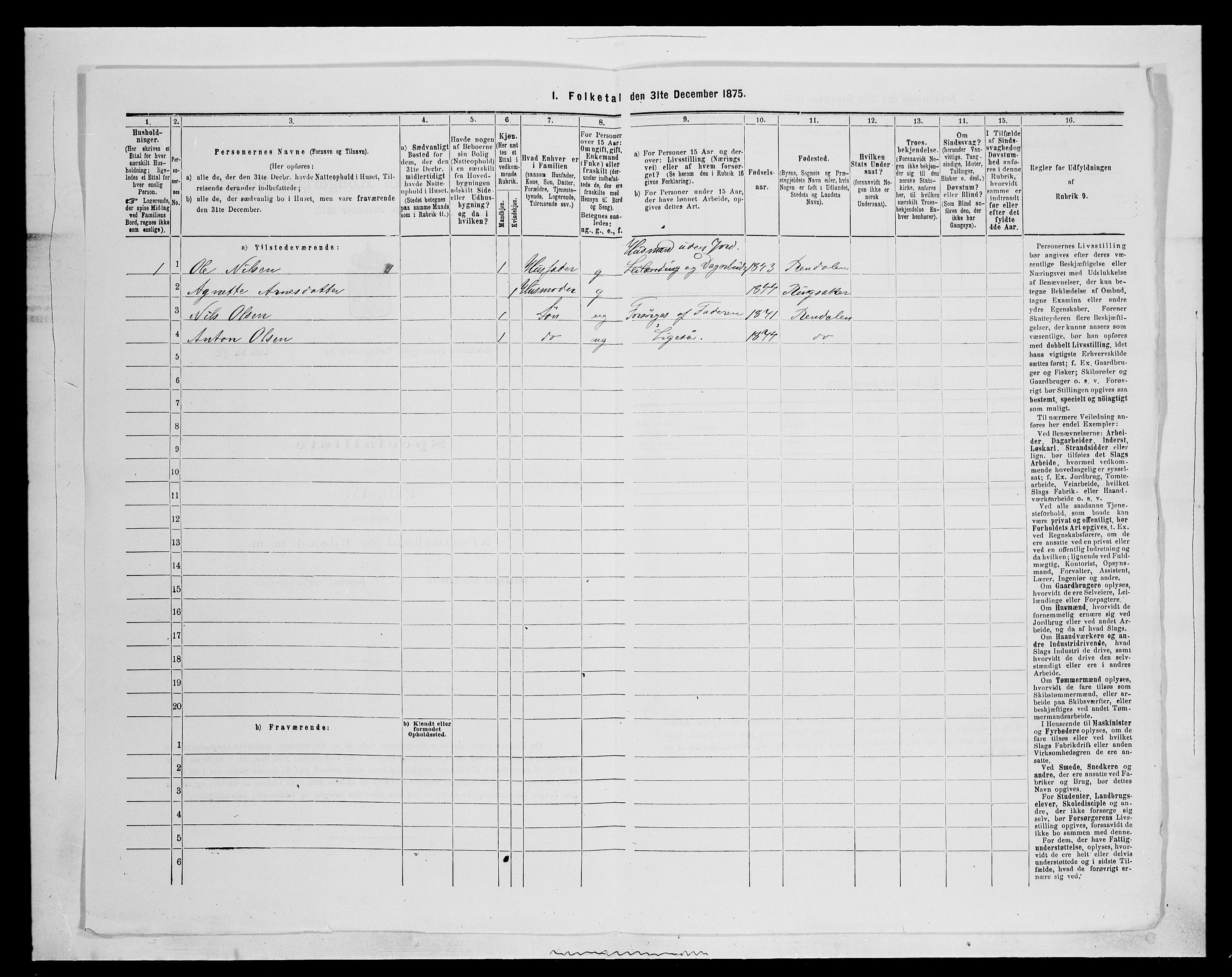 SAH, 1875 census for 0432P Rendalen, 1875, p. 440