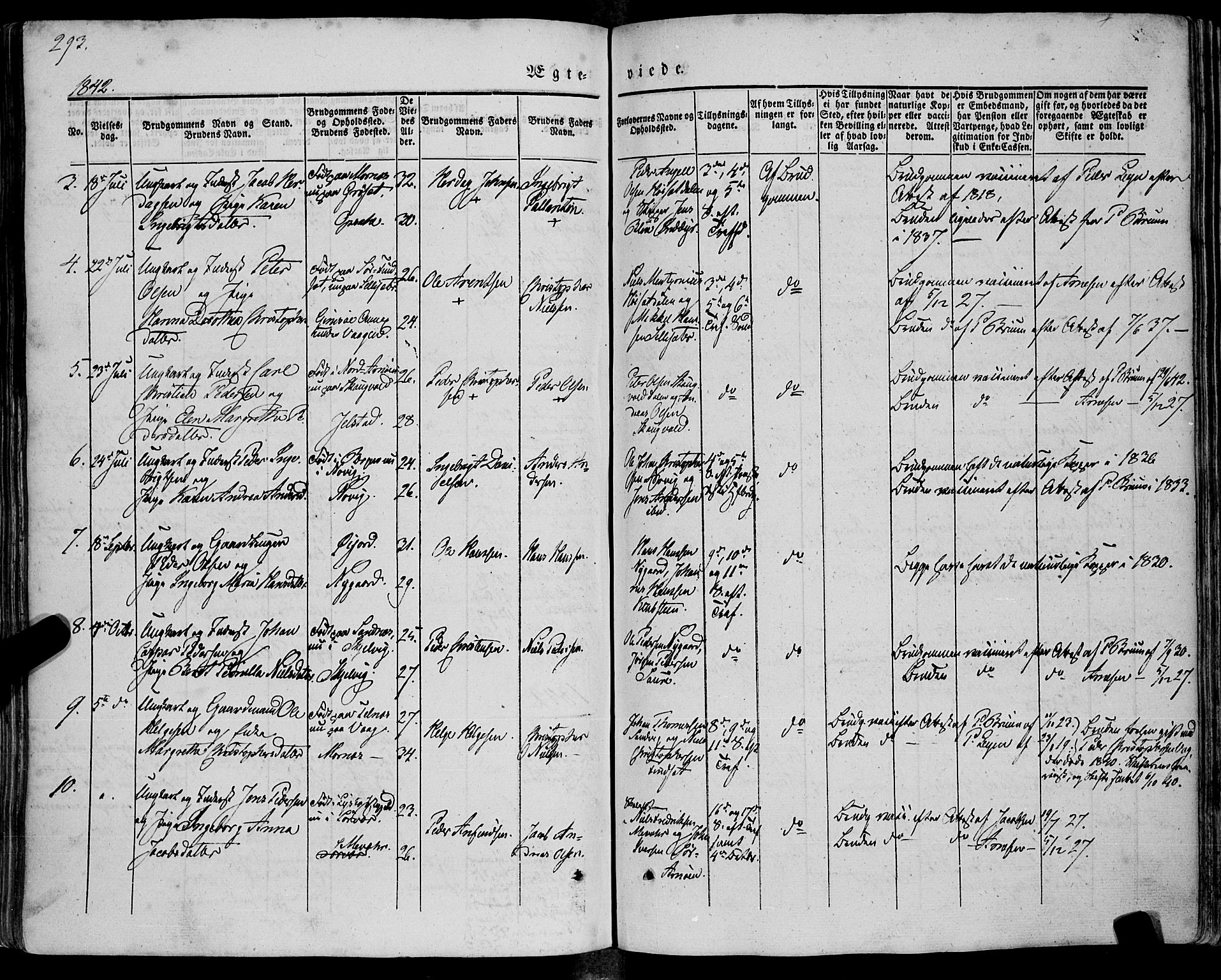 Ministerialprotokoller, klokkerbøker og fødselsregistre - Nordland, AV/SAT-A-1459/805/L0097: Parish register (official) no. 805A04, 1837-1861, p. 293