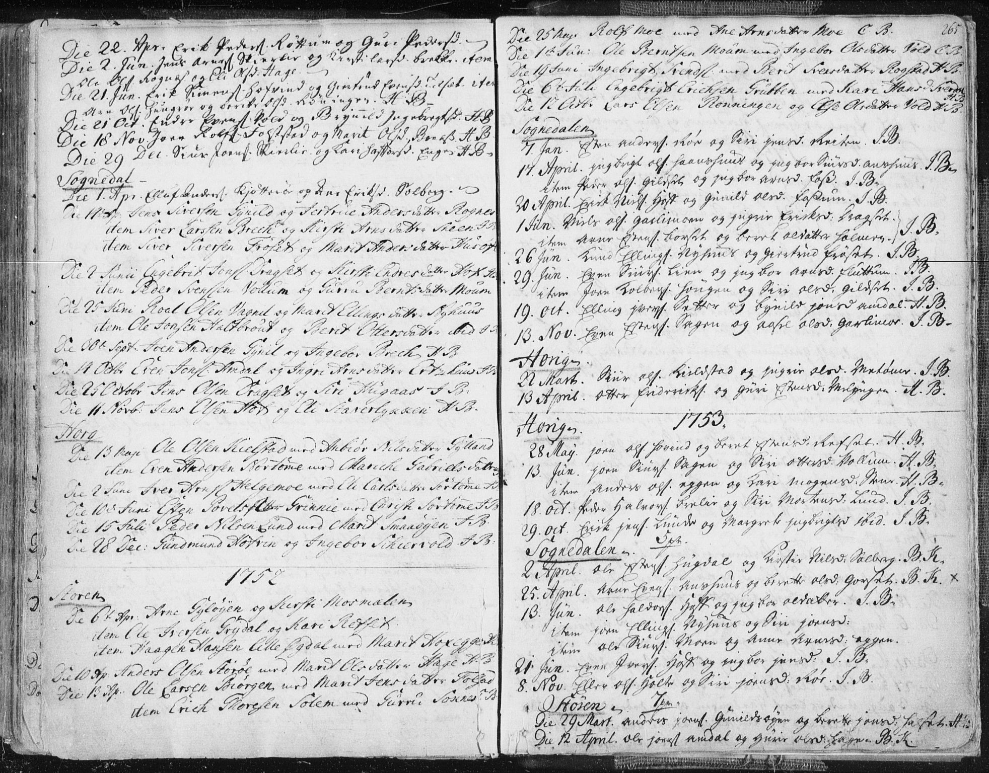 Ministerialprotokoller, klokkerbøker og fødselsregistre - Sør-Trøndelag, SAT/A-1456/687/L0991: Parish register (official) no. 687A02, 1747-1790, p. 265