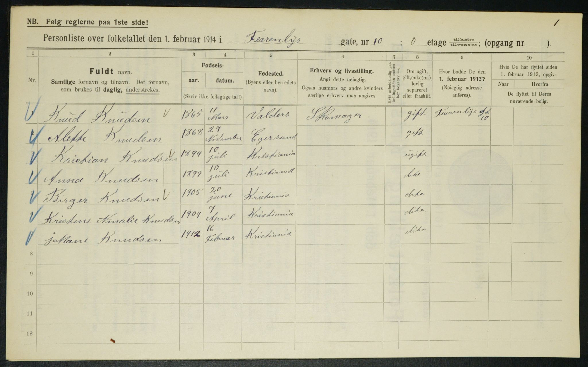 OBA, Municipal Census 1914 for Kristiania, 1914, p. 24131