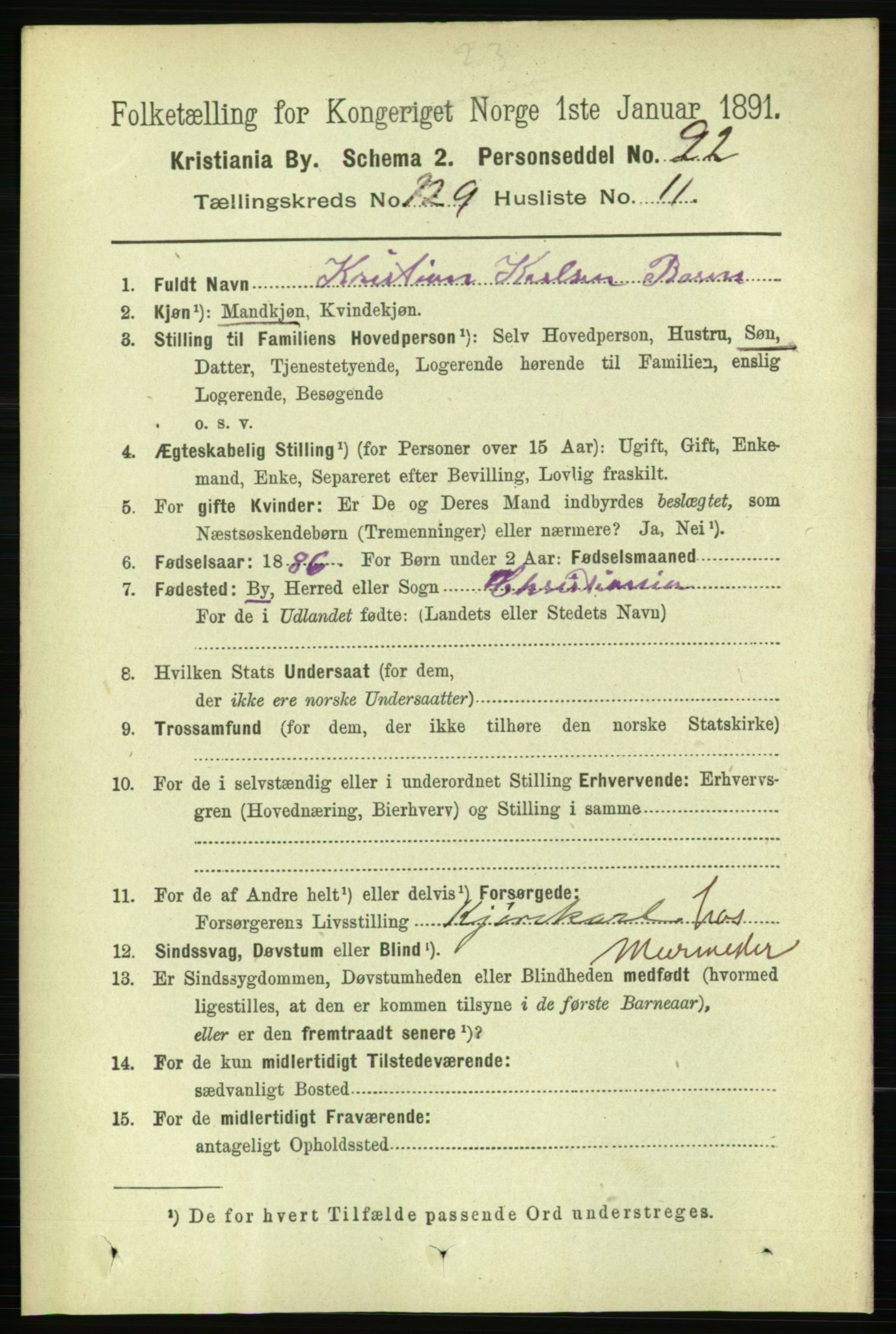 RA, 1891 census for 0301 Kristiania, 1891, p. 69489