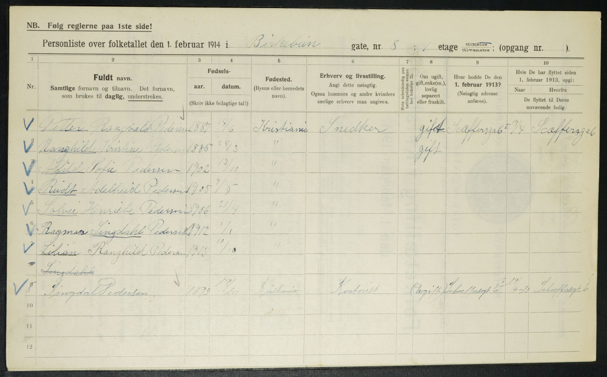 OBA, Municipal Census 1914 for Kristiania, 1914, p. 4959