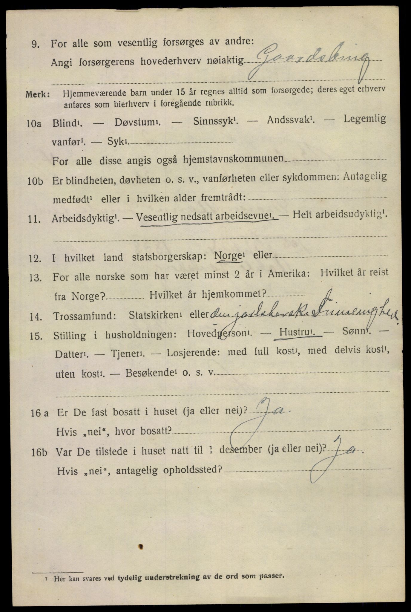 SAKO, 1920 census for Botne, 1920, p. 3588