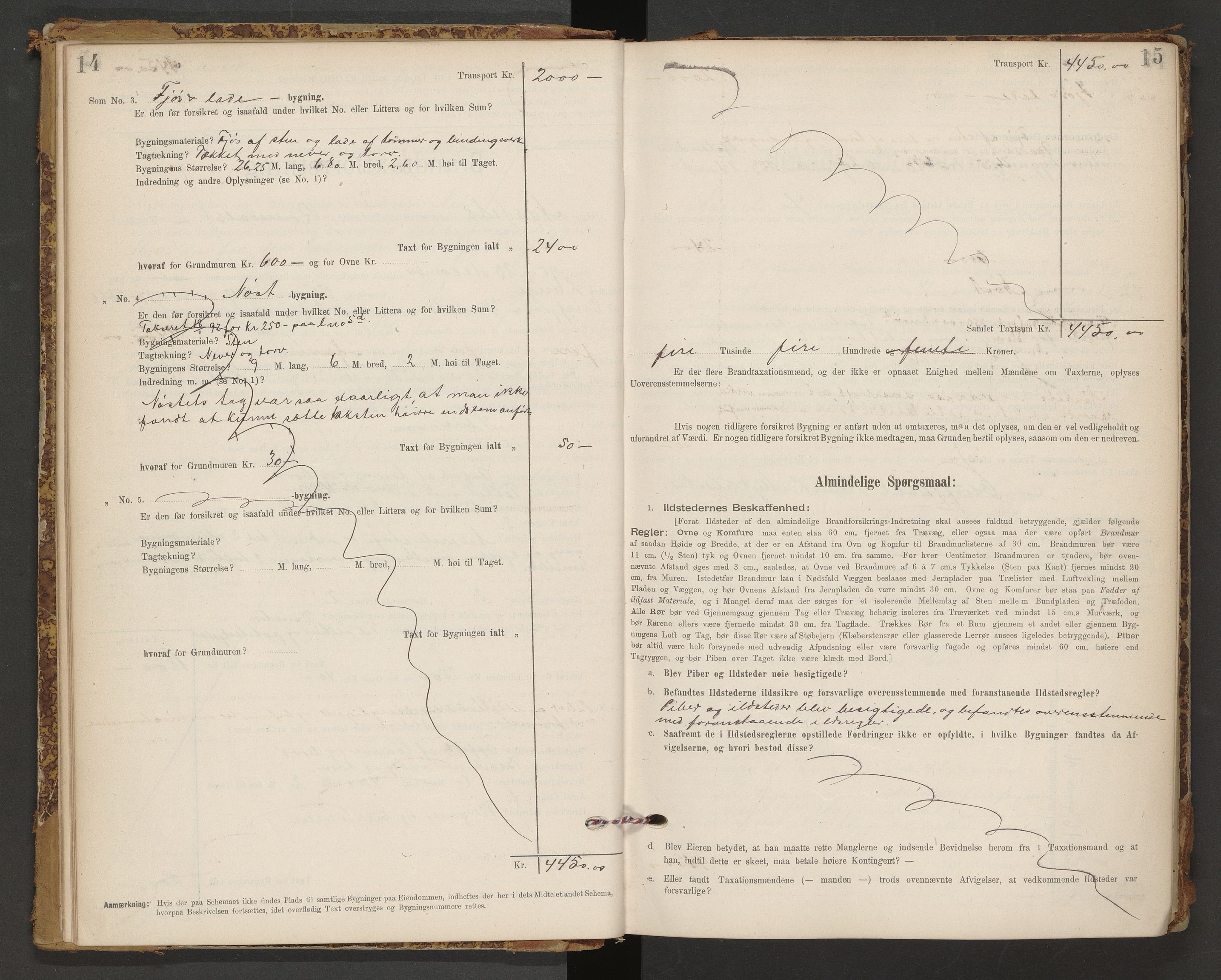 Norges Brannkasse Nesset, AV/SAT-A-5501/F/Fb/L0001: Branntakstprotokoll, 1894-1911, p. 14-15