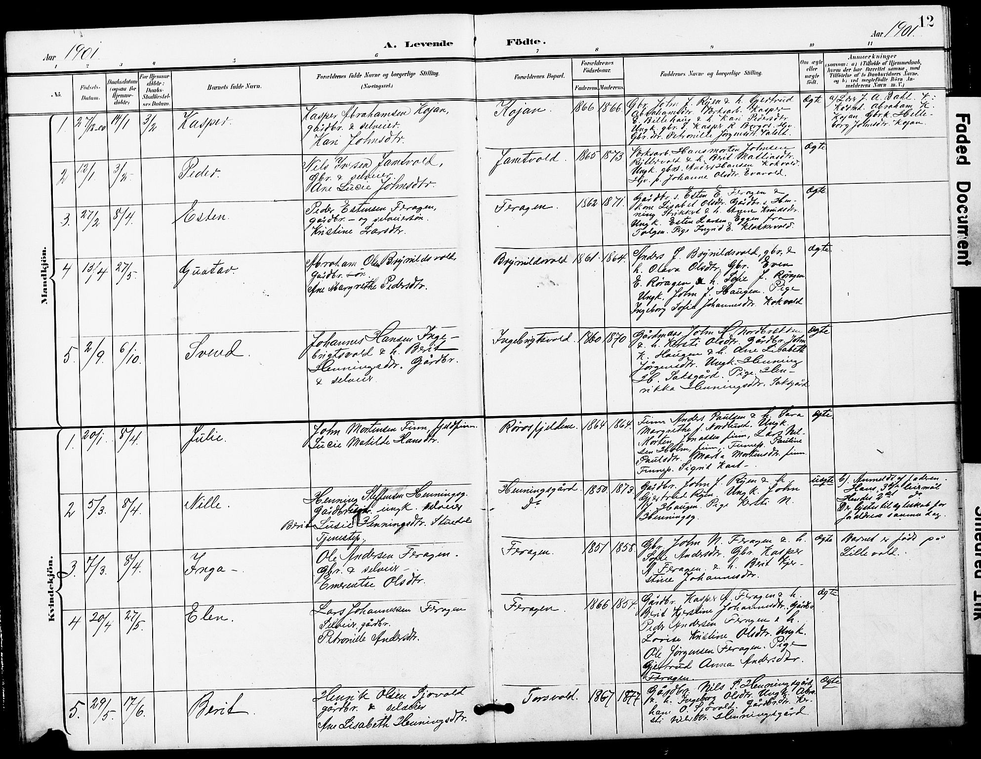 Ministerialprotokoller, klokkerbøker og fødselsregistre - Sør-Trøndelag, SAT/A-1456/683/L0950: Parish register (copy) no. 683C02, 1897-1918, p. 12