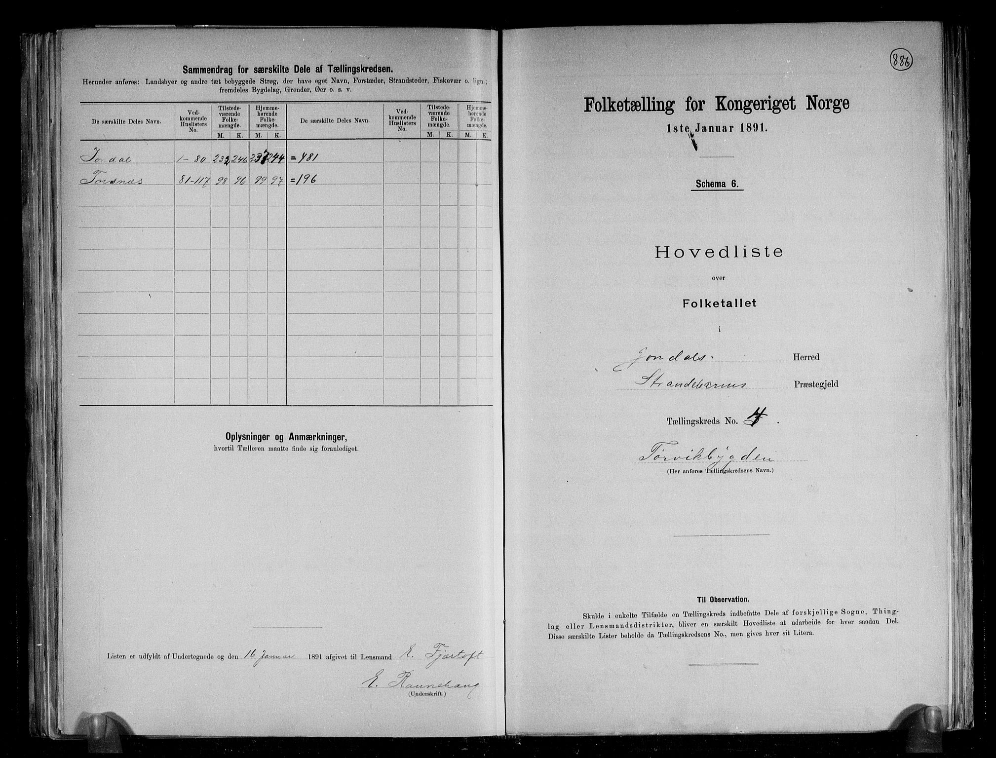 RA, 1891 census for 1227 Jondal, 1891, p. 13