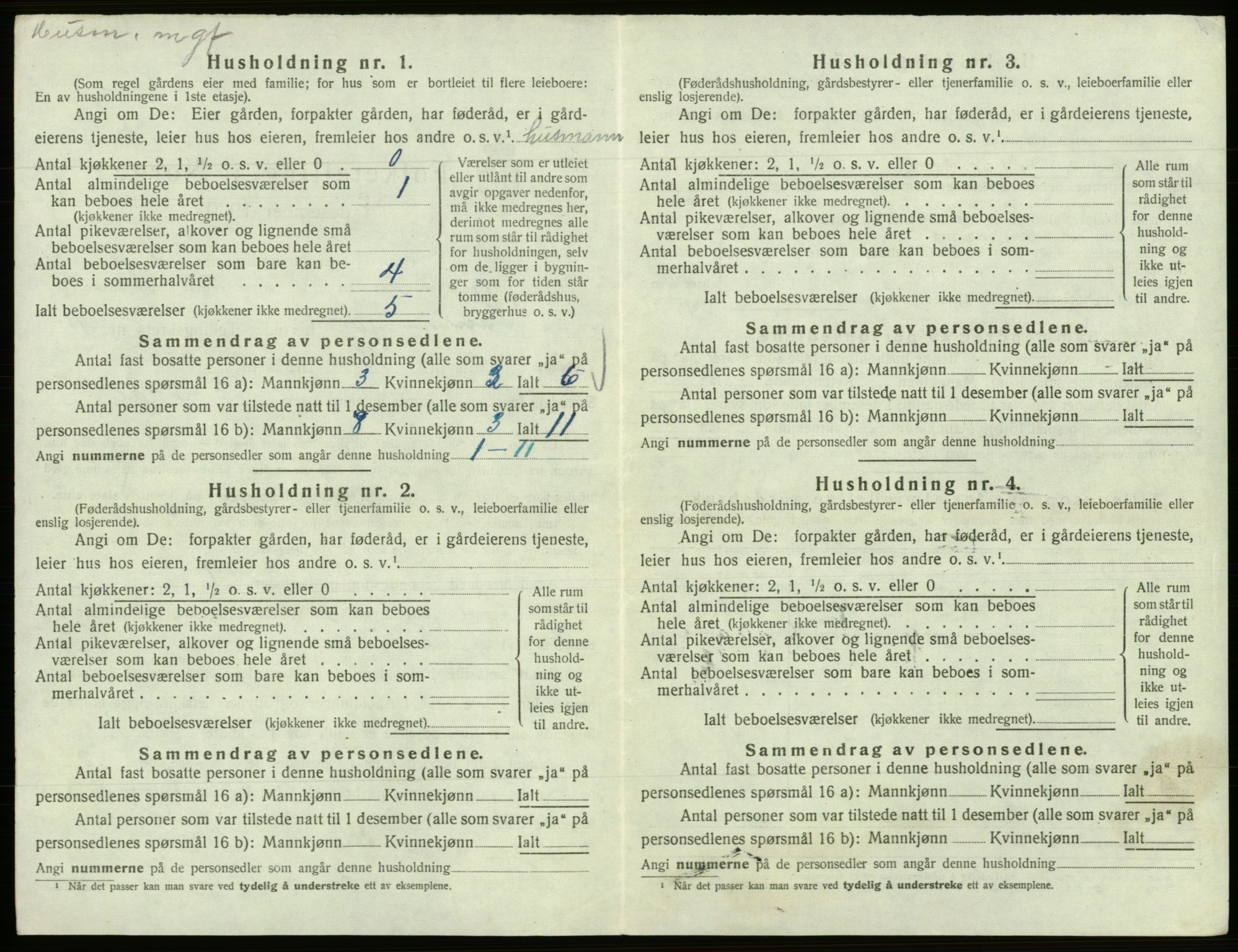 SAB, 1920 census for Samnanger, 1920, p. 609