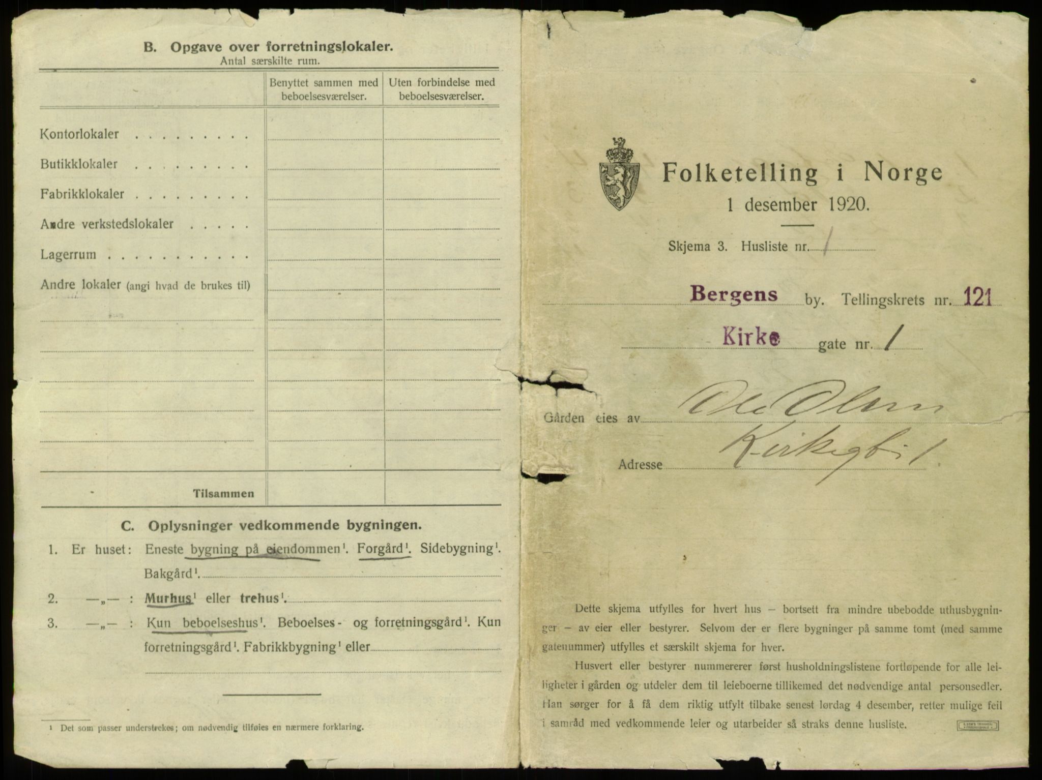 SAB, 1920 census for Bergen, 1920, p. 10898