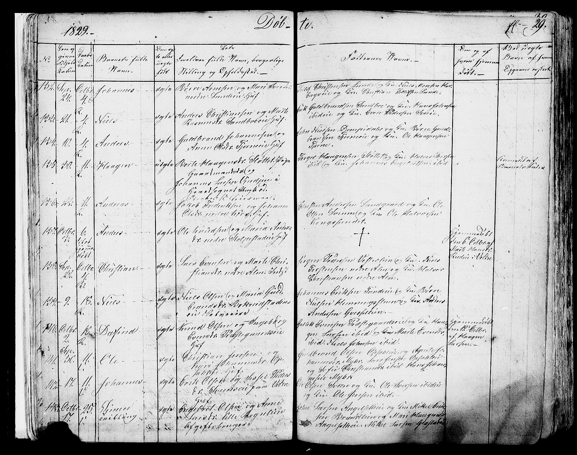 Ringsaker prestekontor, AV/SAH-PREST-014/K/Ka/L0007: Parish register (official) no. 7A, 1826-1837, p. 29