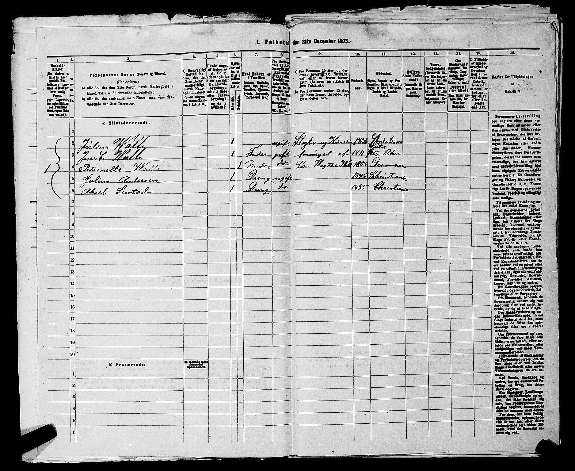 RA, 1875 census for 0218bP Østre Aker, 1875, p. 250